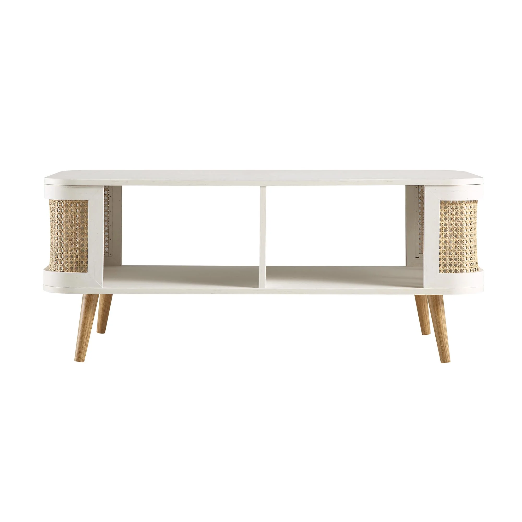 Izzy Curved Rattan Coffee Table, White - Image 4