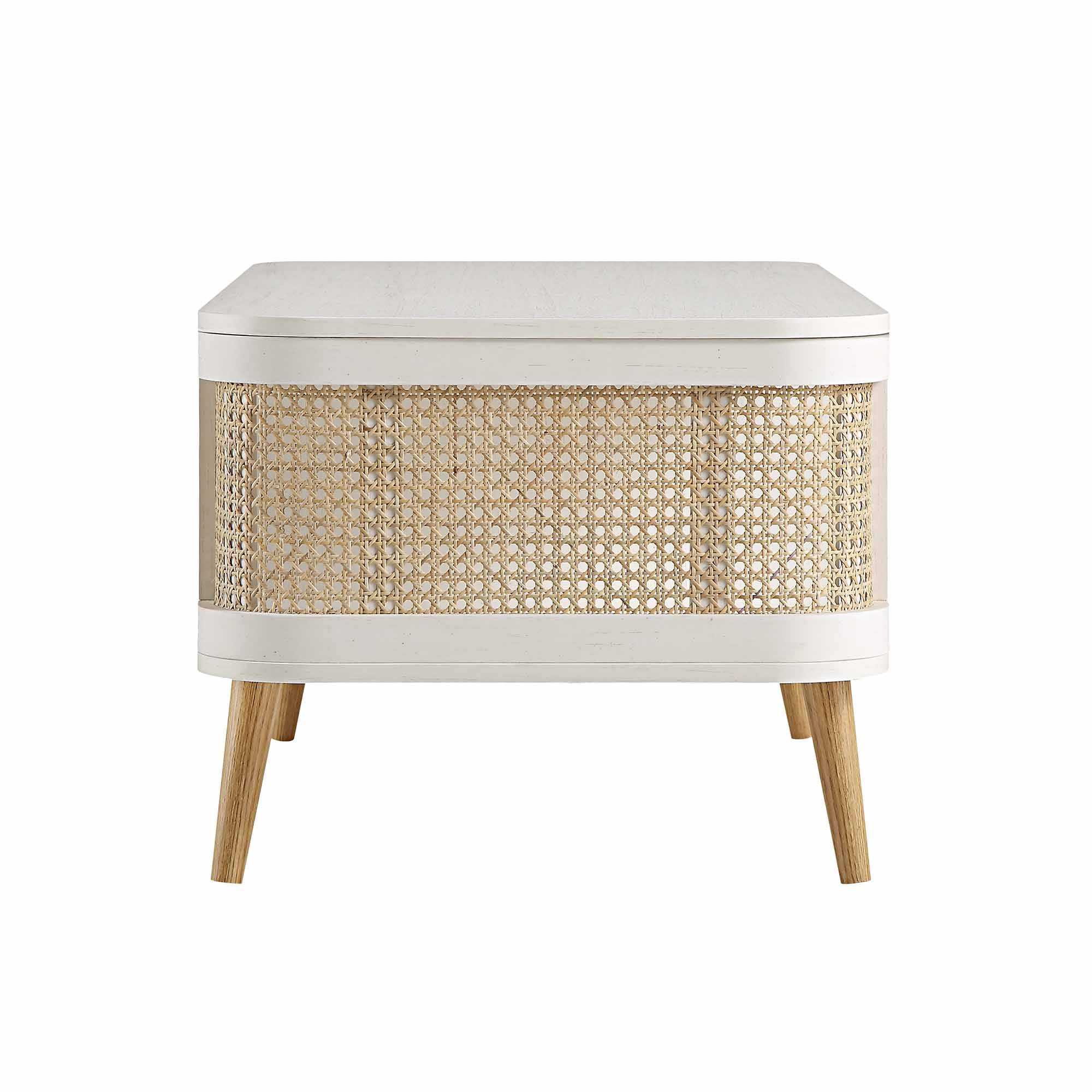 Izzy Curved Rattan Coffee Table, White - Image 8