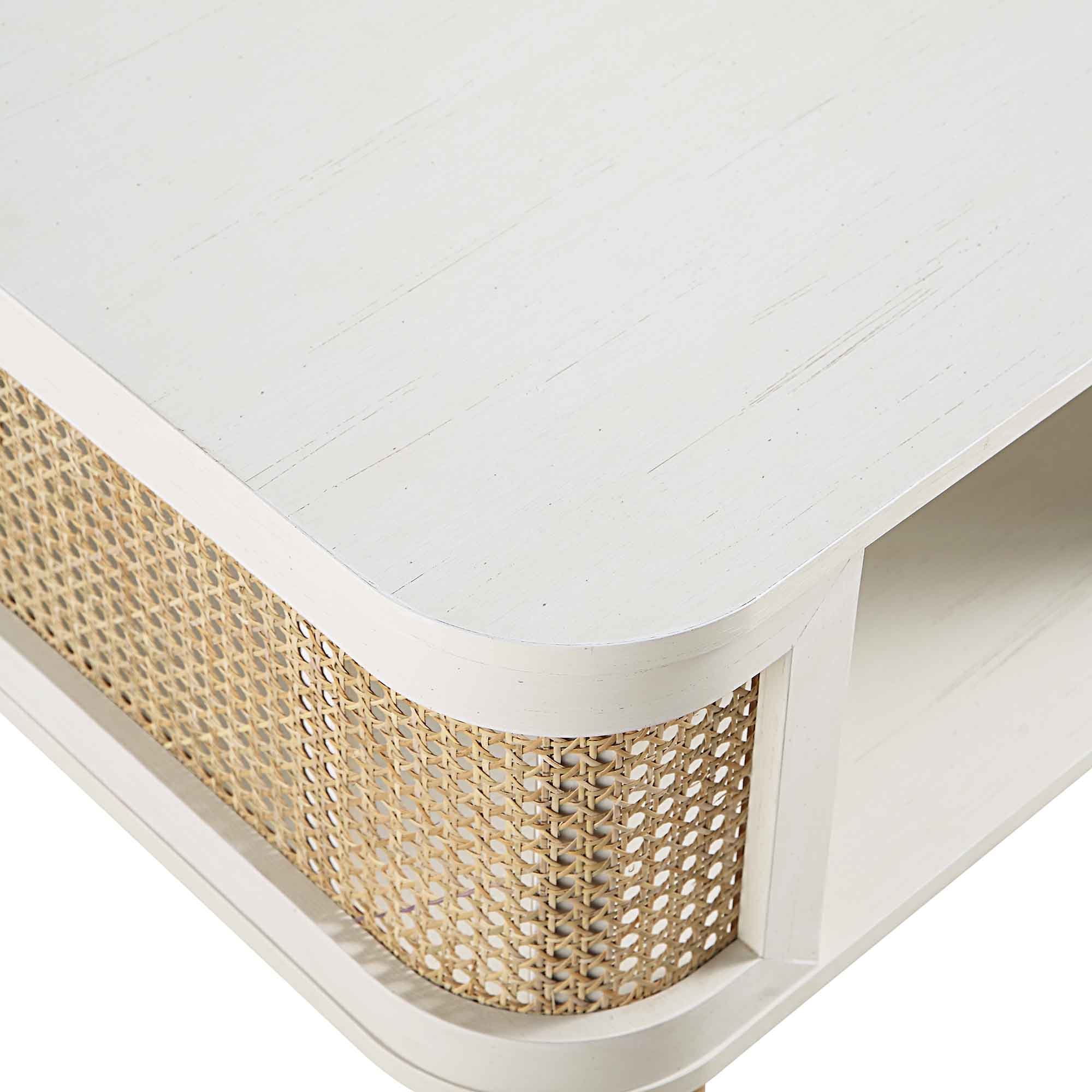 Izzy Curved Rattan Coffee Table, White - Image 9