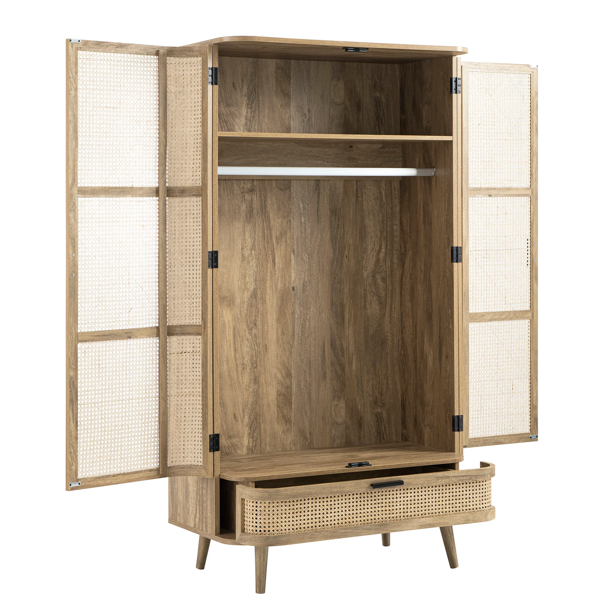 Izzy Curved Rattan Double Wardrobe, Natural - Image 12