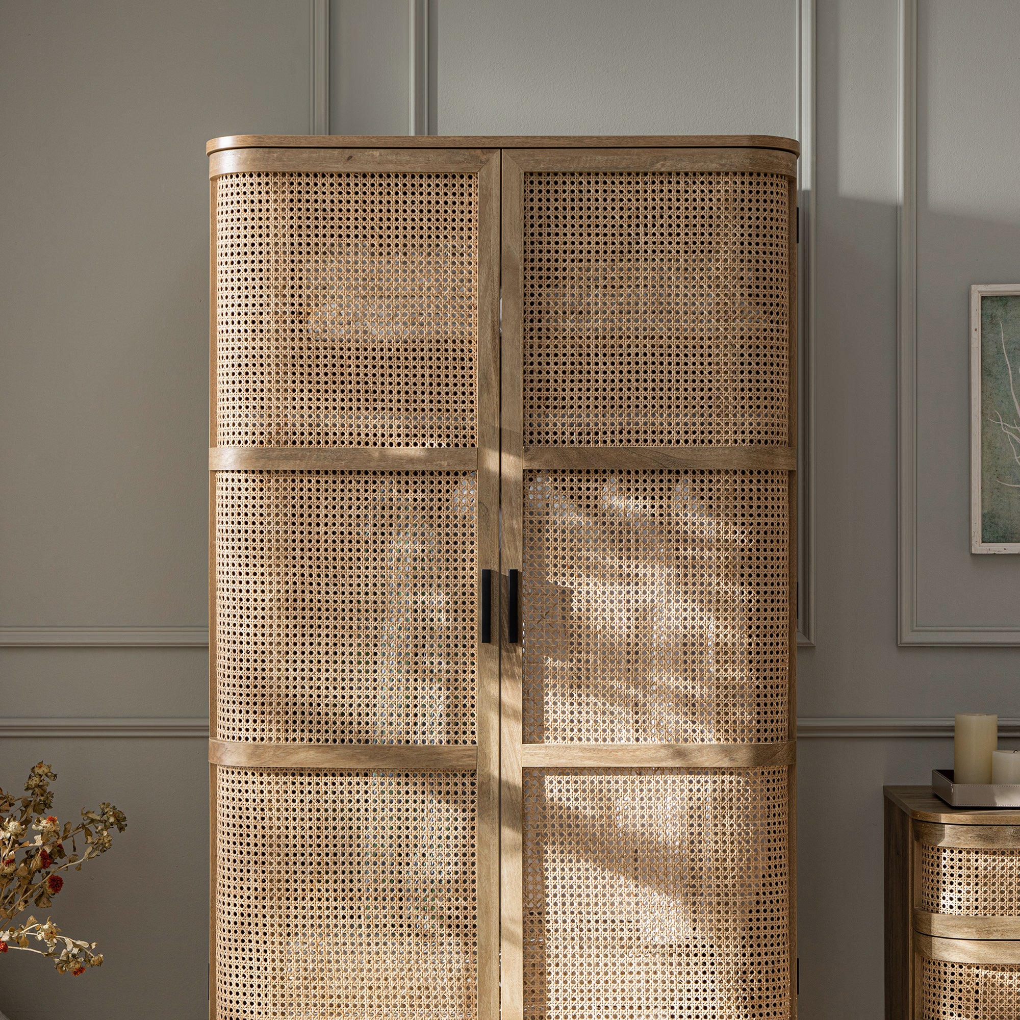 Izzy Curved Rattan Double Wardrobe, Natural - Image 4