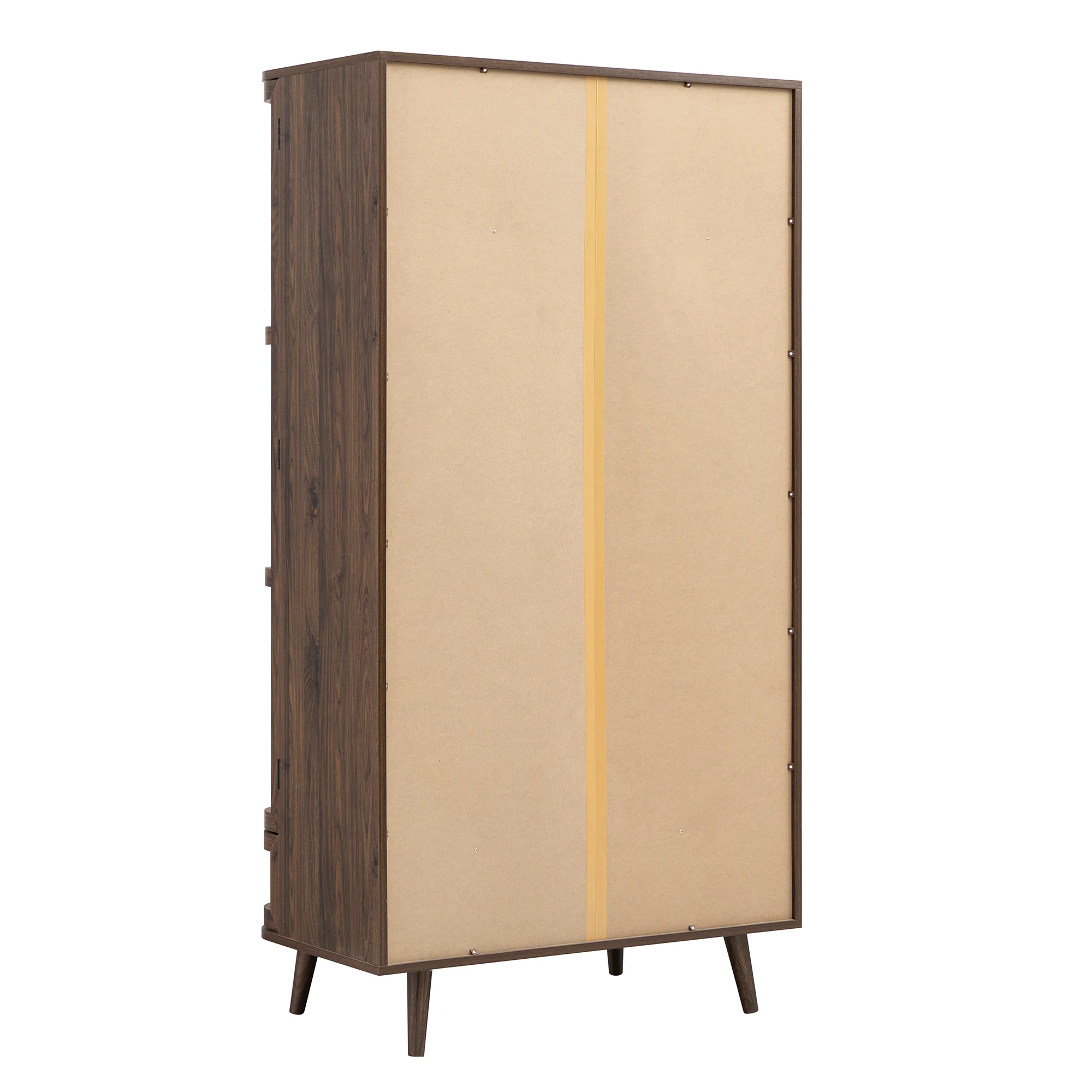 Izzy Curved Rattan Double Wardrobe, Walnut - Image 14