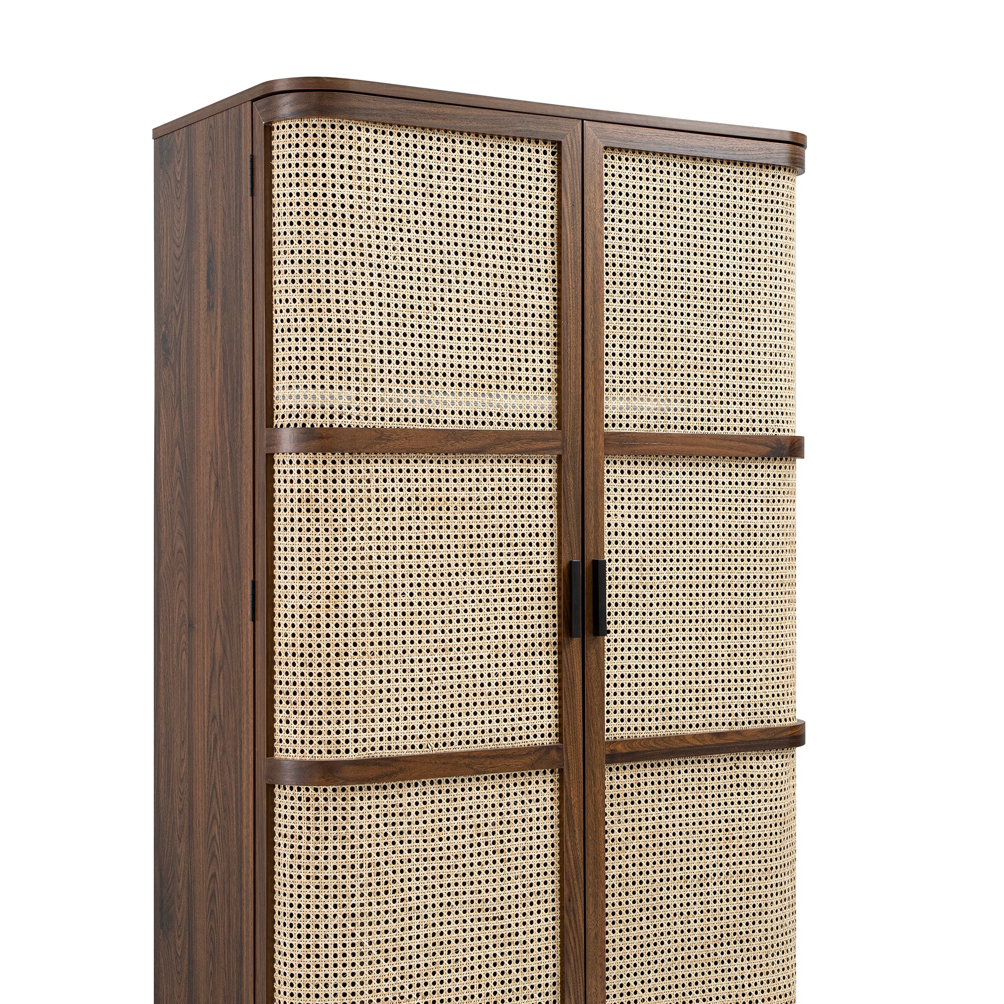 Izzy Curved Rattan Double Wardrobe, Walnut - Image 15