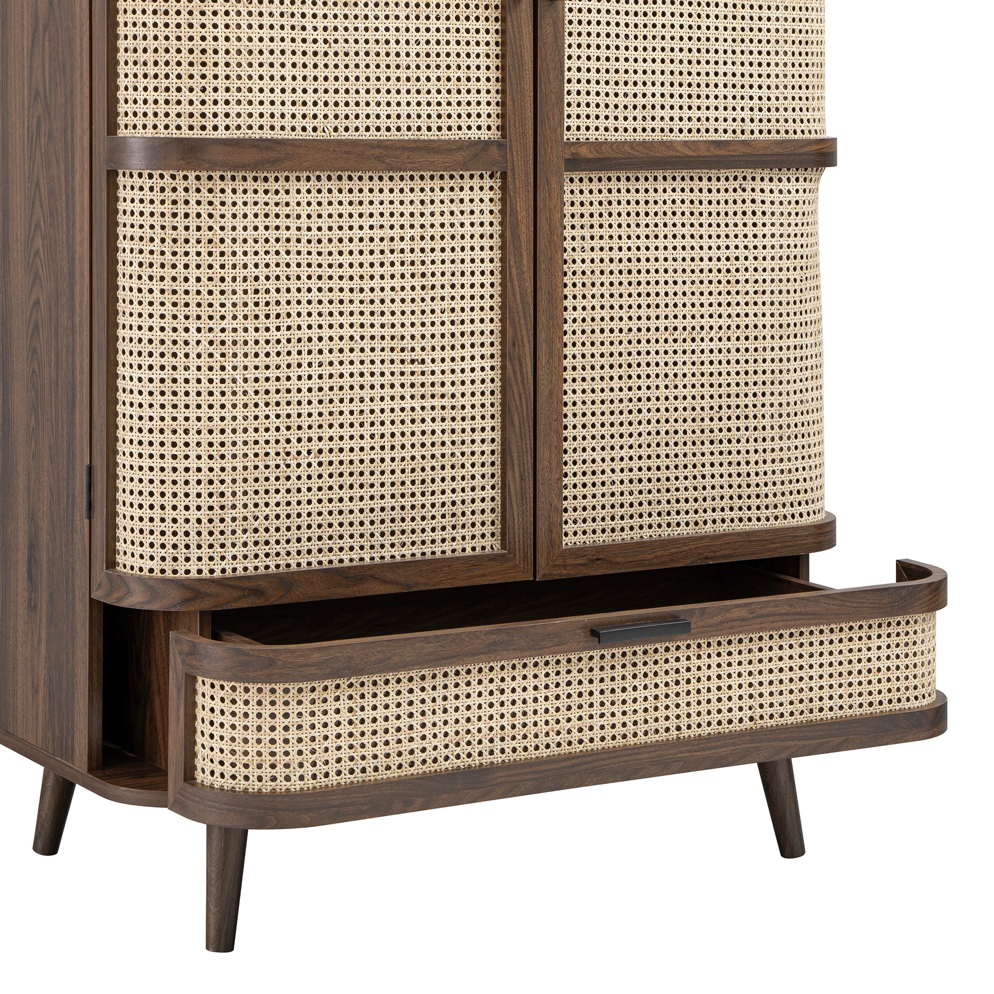 Izzy Curved Rattan Double Wardrobe, Walnut - Image 16