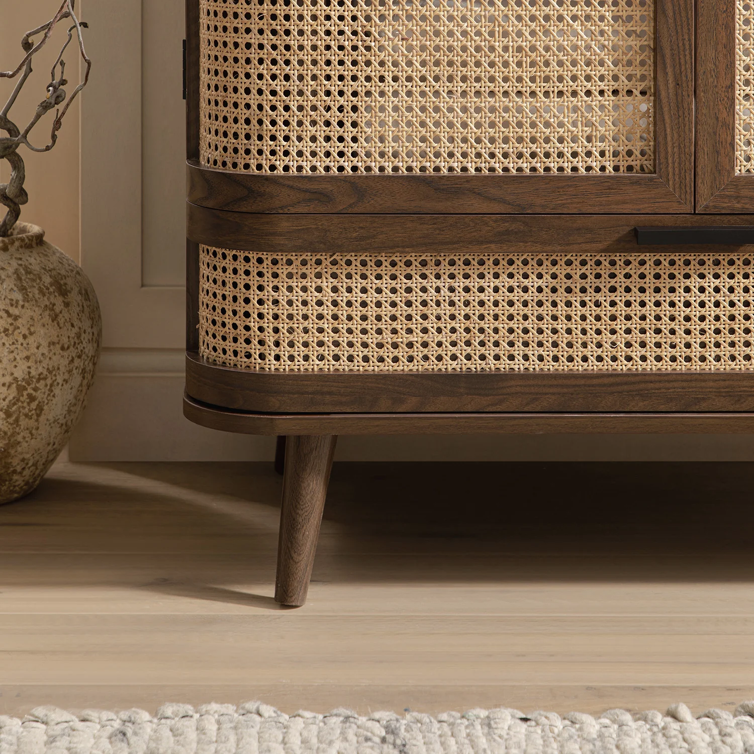 Izzy Curved Rattan Double Wardrobe, Walnut - Image 6