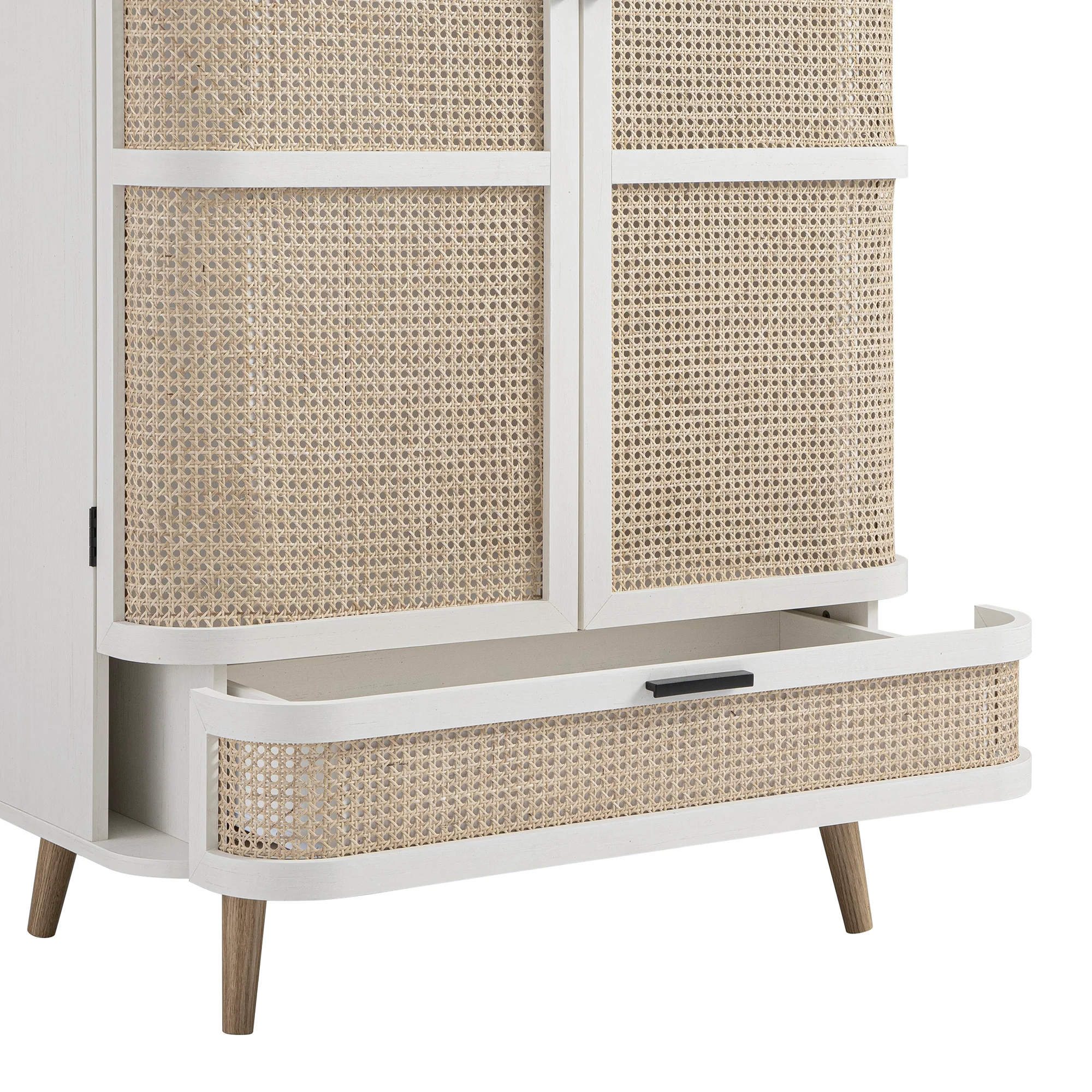 Izzy Curved Rattan Double Wardrobe, White - Image 15