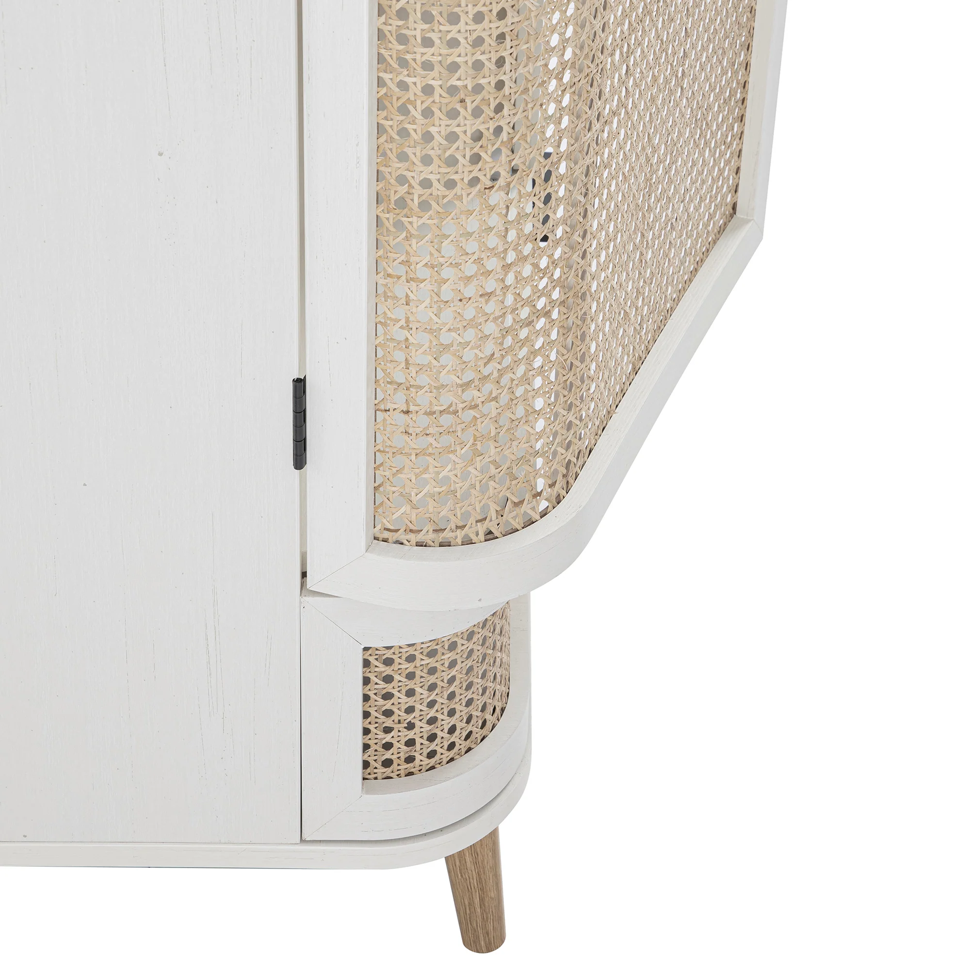 Izzy Curved Rattan Double Wardrobe, White - Image 16