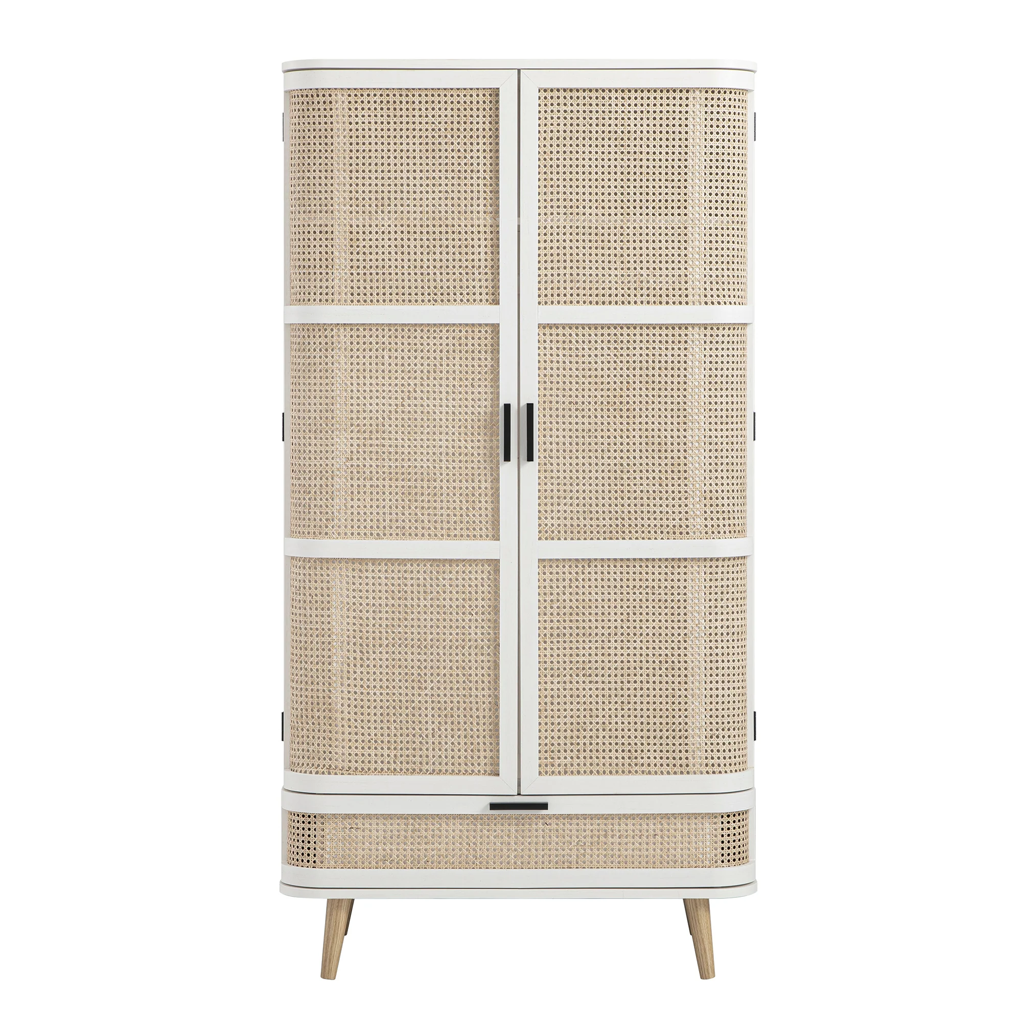Izzy Curved Rattan Double Wardrobe, White - Image 7