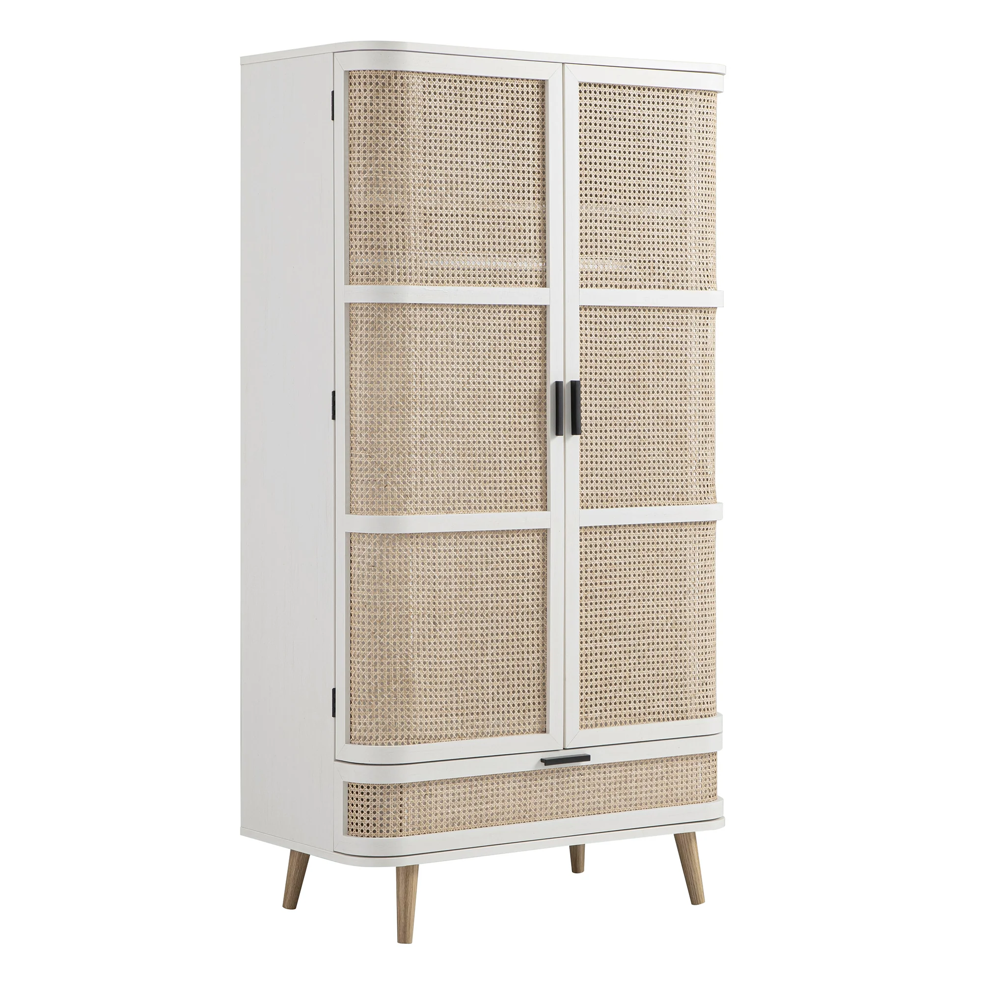 Izzy Curved Rattan Double Wardrobe, White - Image 8