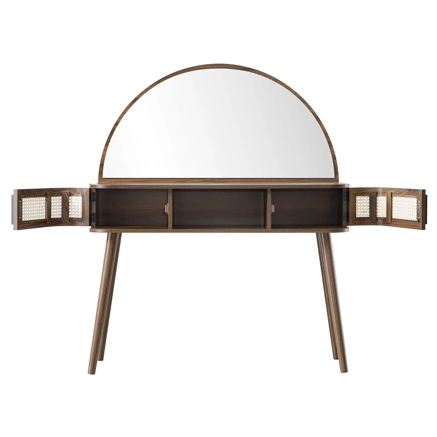 Izzy Curved Rattan Dressing Table, Walnut - Image 11