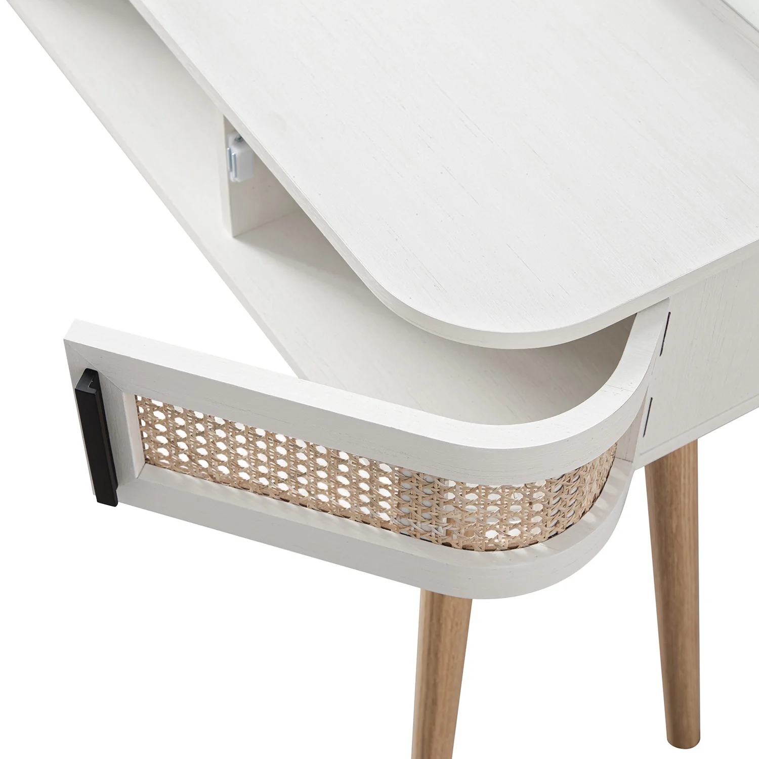 Izzy Curved Rattan Dressing Table, White - Image 15
