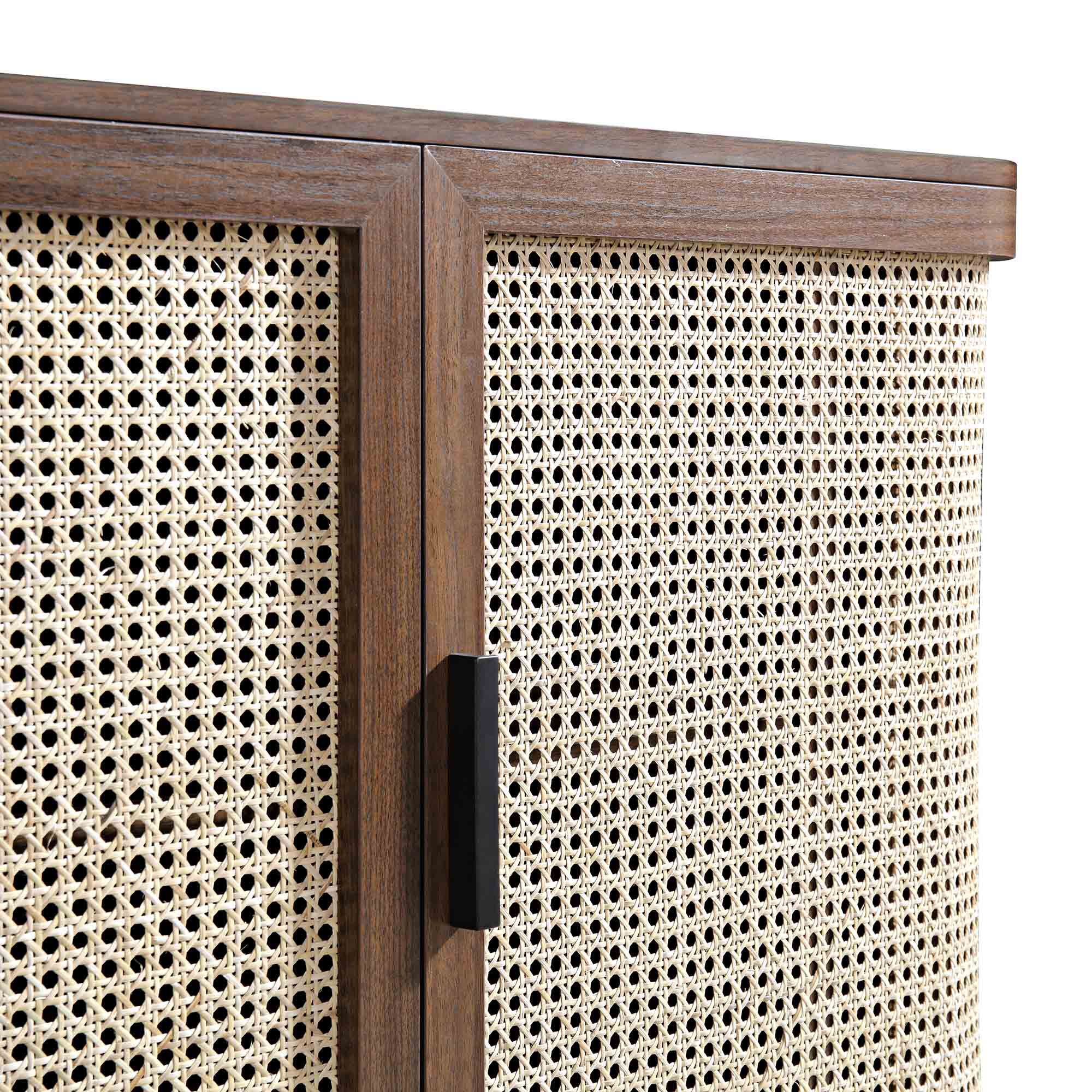 Izzy Curved Rattan Large 3-Door Sideboard, Walnut - Image 12