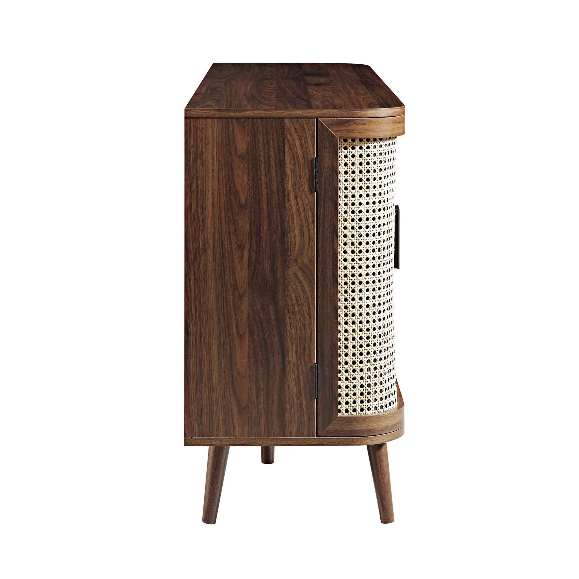 Izzy Curved Rattan Large 3-Door Sideboard, Walnut - Image 9