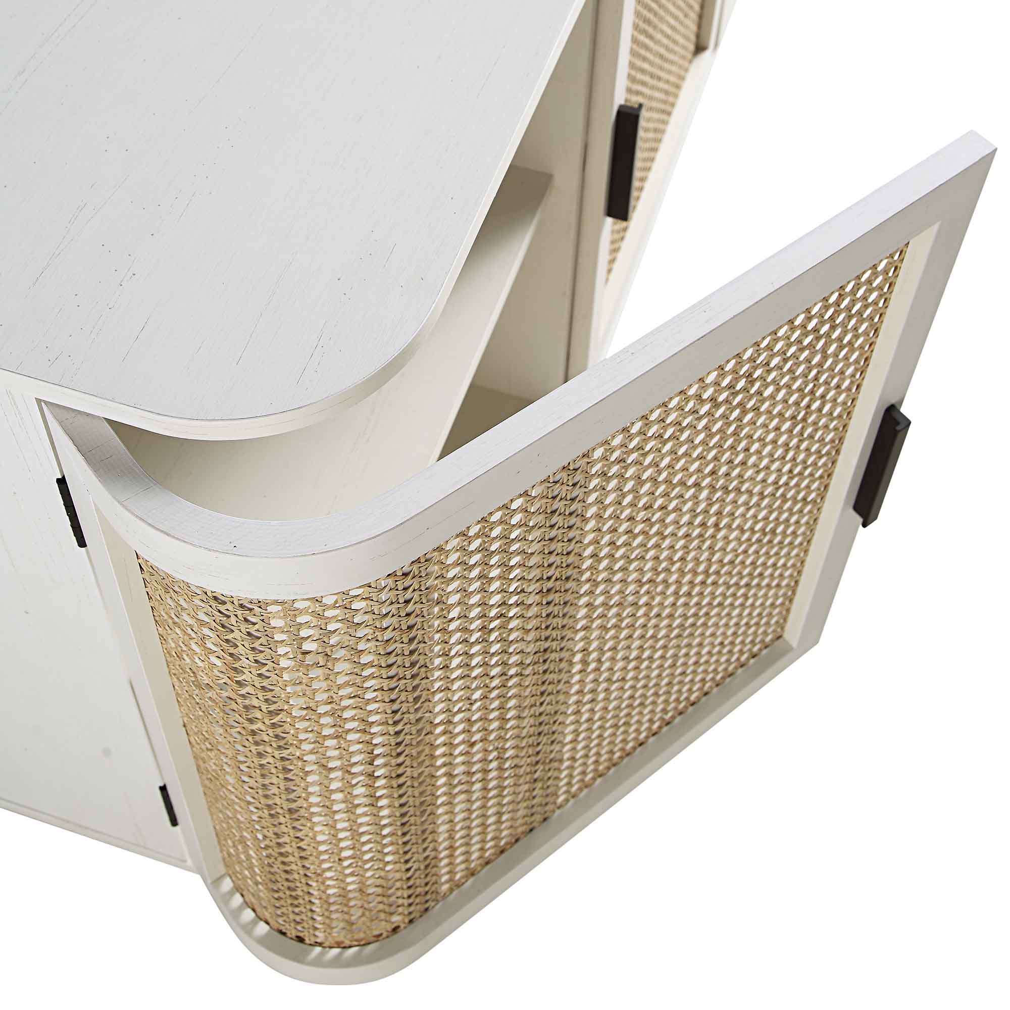 Izzy Curved Rattan Large 3-Door Sideboard, White - Image 11