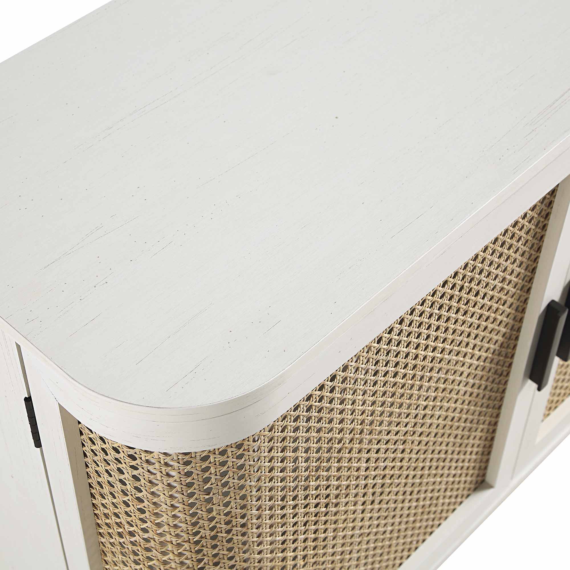 Izzy Curved Rattan Large 3-Door Sideboard, White - Image 13