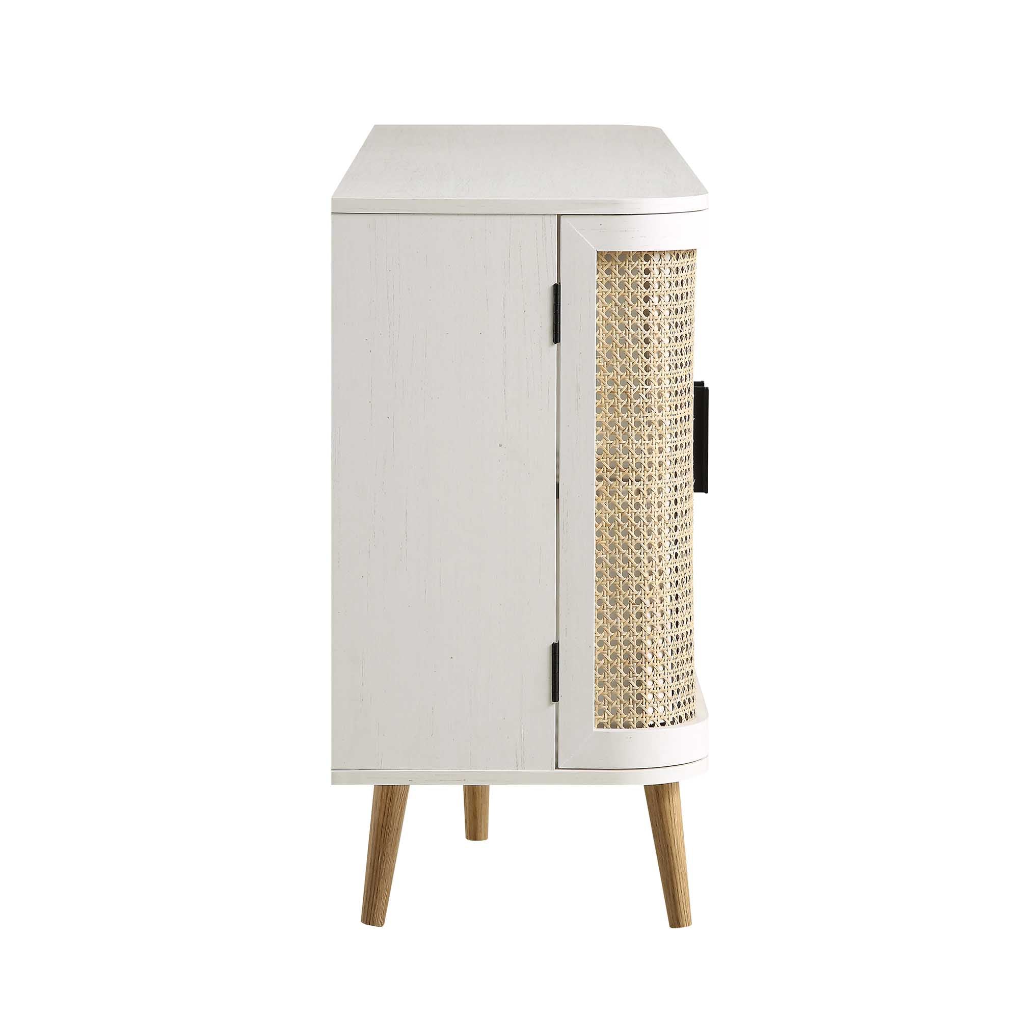 Izzy Curved Rattan Large 3-Door Sideboard, White - Image 9