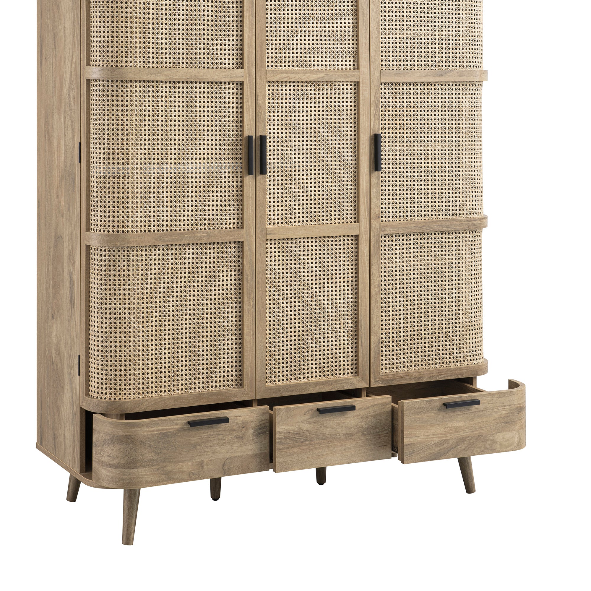Izzy Curved Rattan Triple Wardrobe, Natural - Image 15