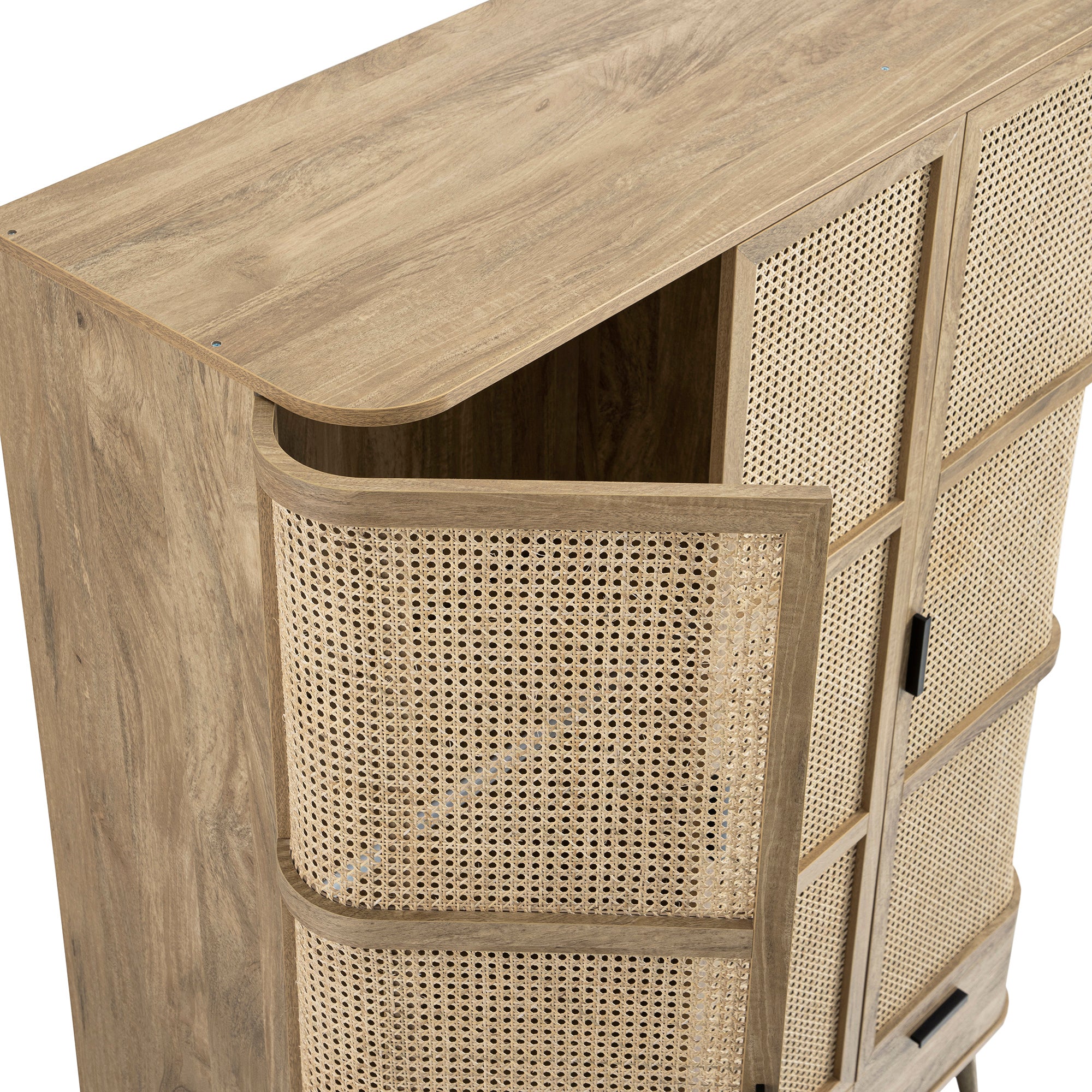Izzy Curved Rattan Triple Wardrobe, Natural - Image 17