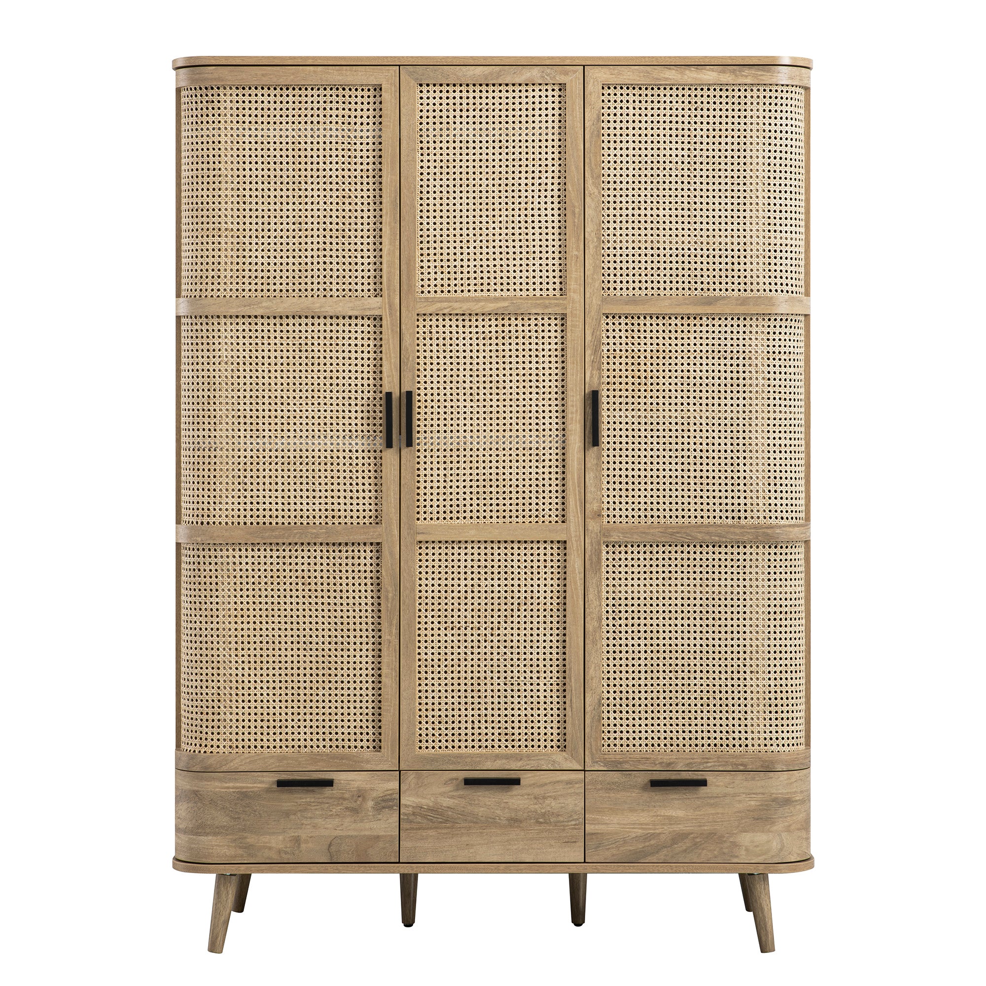 Izzy Curved Rattan Triple Wardrobe, Natural - Image 8