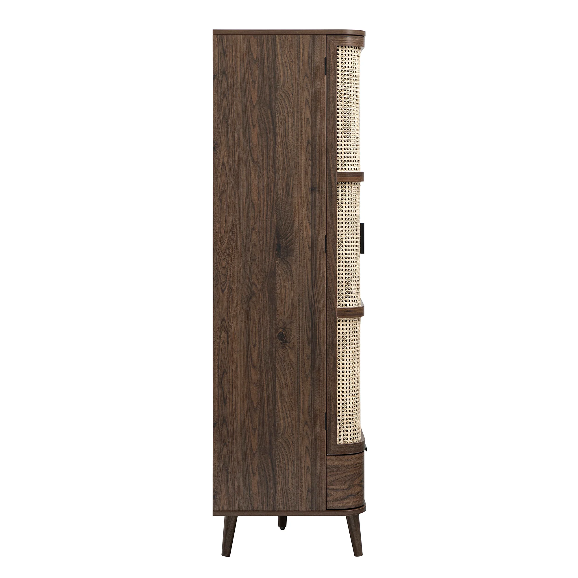 Izzy Curved Rattan Triple Wardrobe, Walnut - Image 13