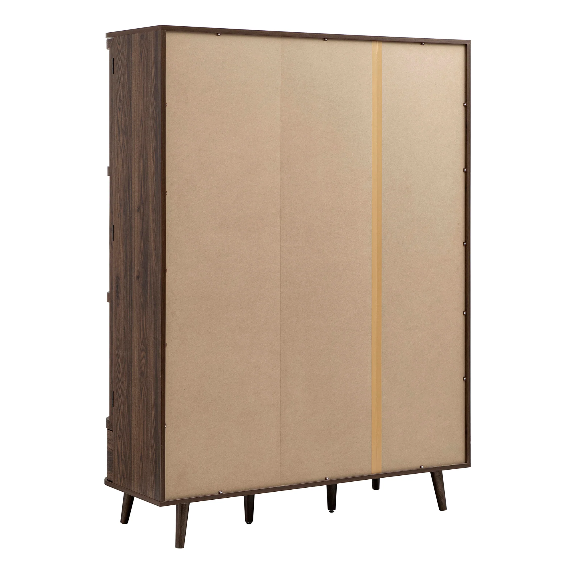 Izzy Curved Rattan Triple Wardrobe, Walnut - Image 14