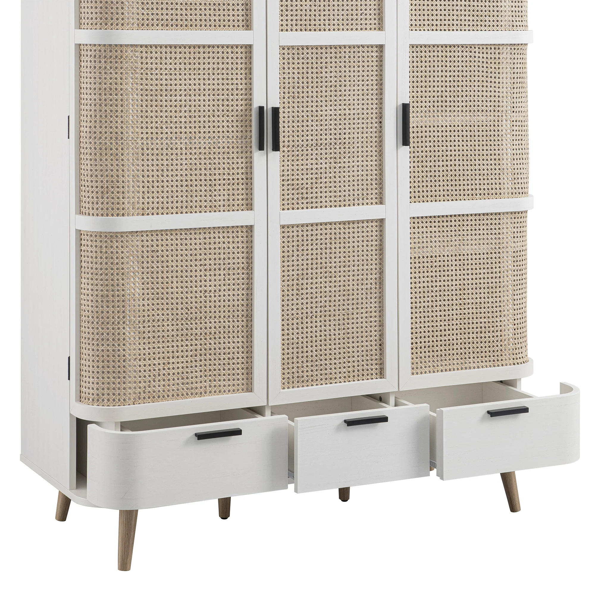 Izzy Curved Rattan Triple Wardrobe, White - Image 16