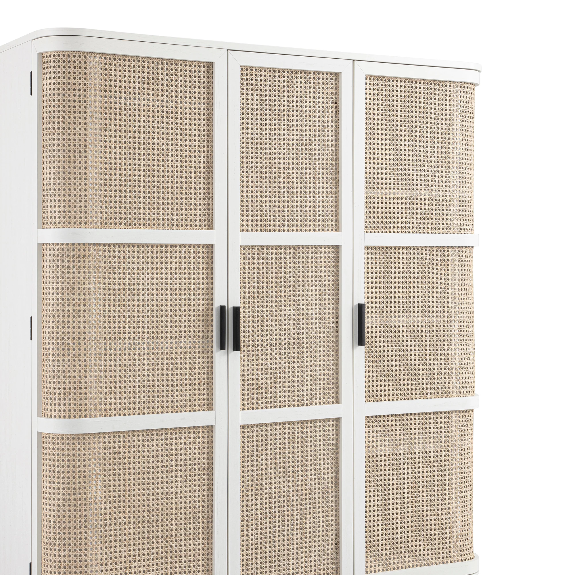 Izzy Curved Rattan Triple Wardrobe, White - Image 17