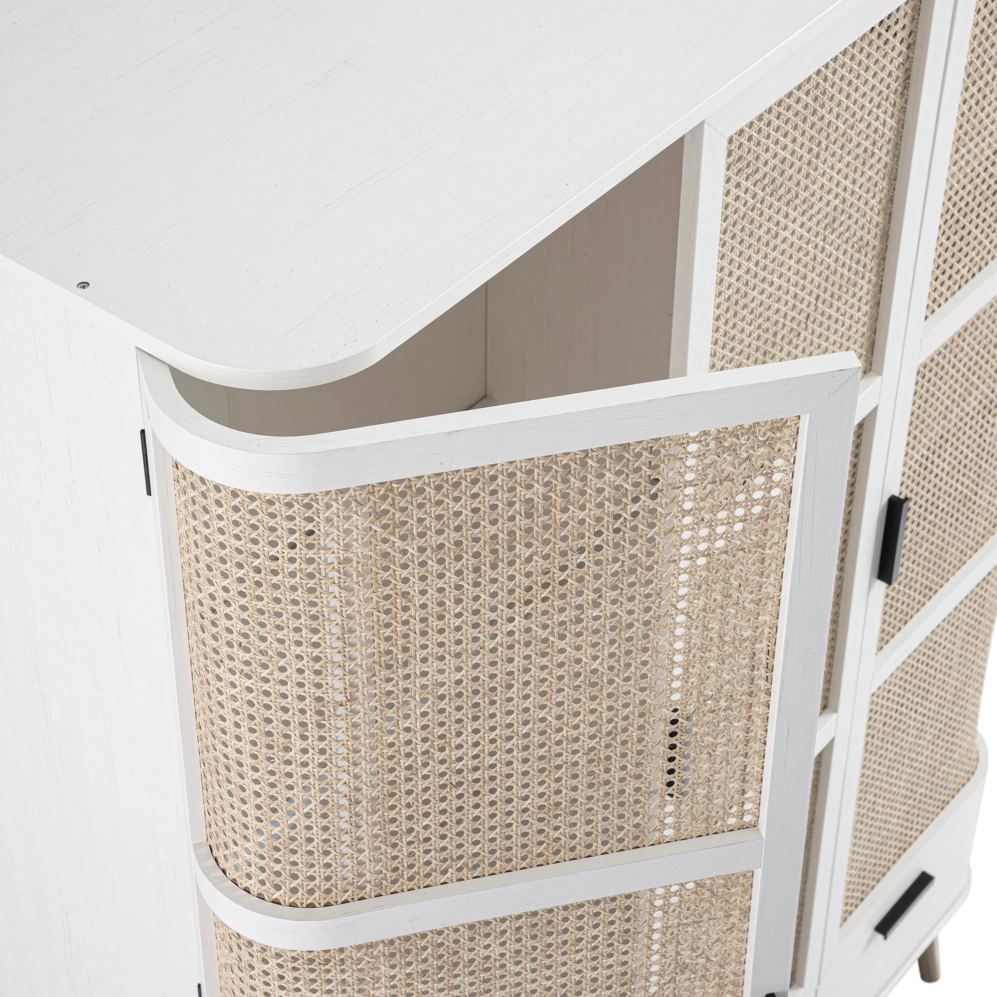 Izzy Curved Rattan Triple Wardrobe, White - Image 18