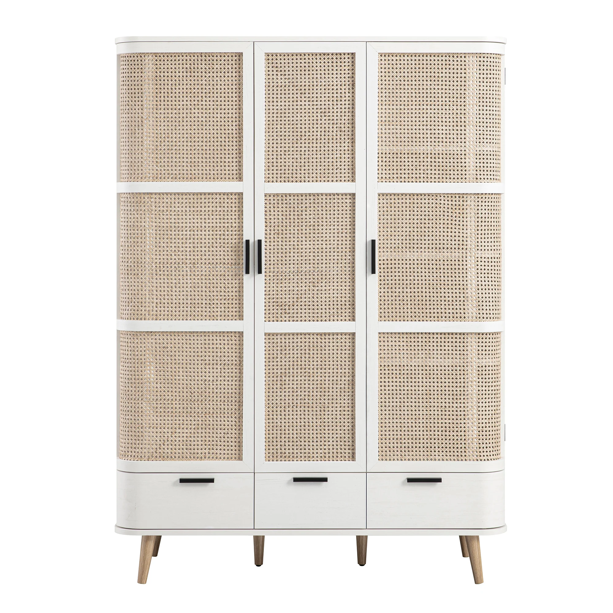 Izzy Curved Rattan Triple Wardrobe, White - Image 9