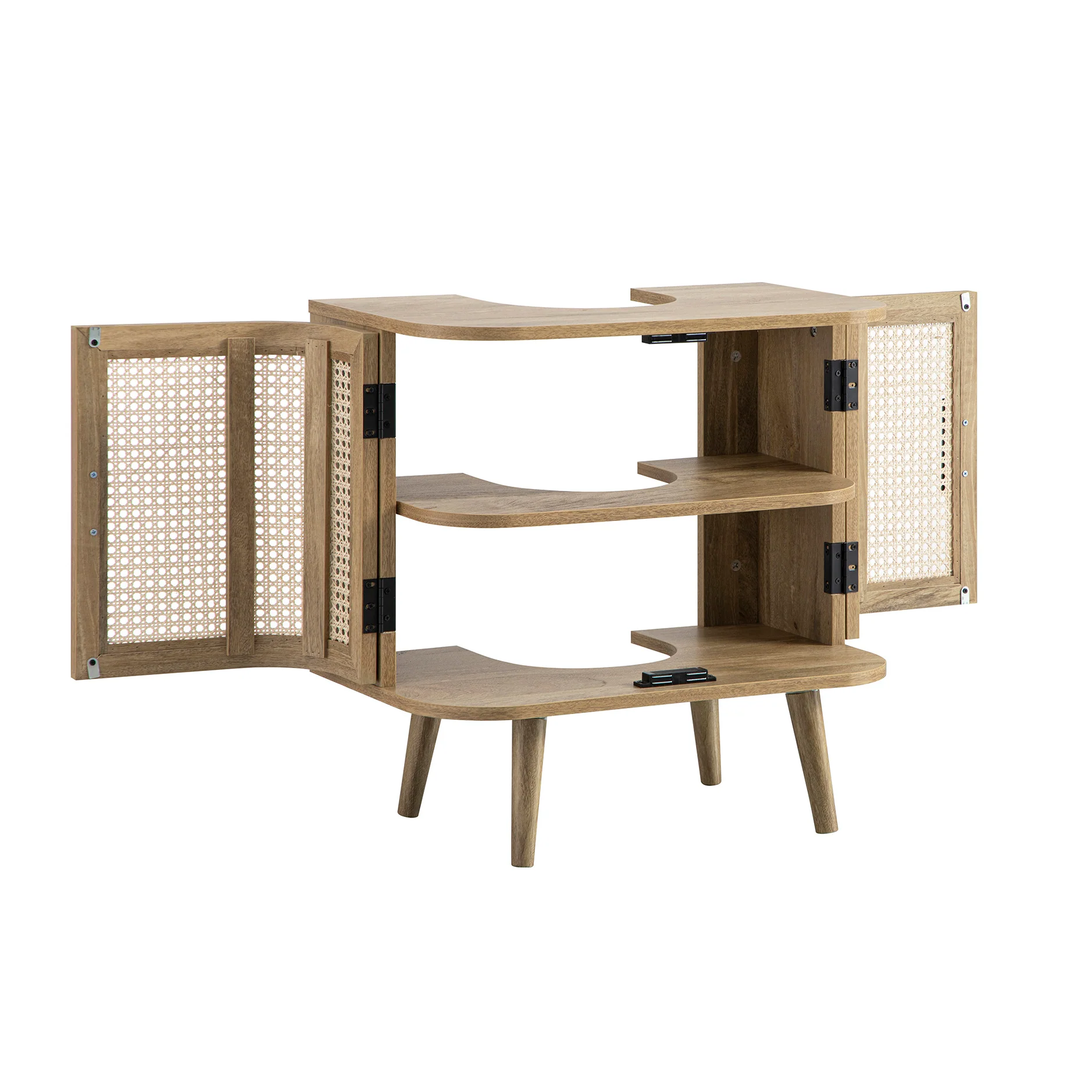 Izzy Curved Rattan Undersink Unit, Natural - Image 11