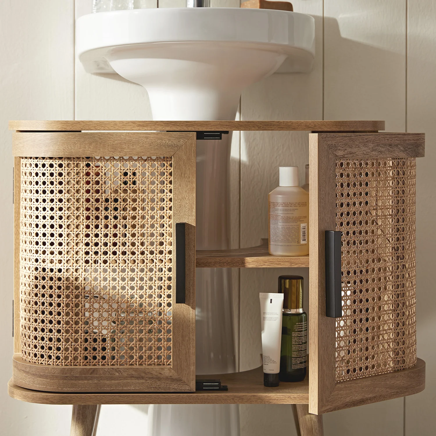 Izzy Curved Rattan Undersink Unit, Natural - Image 4