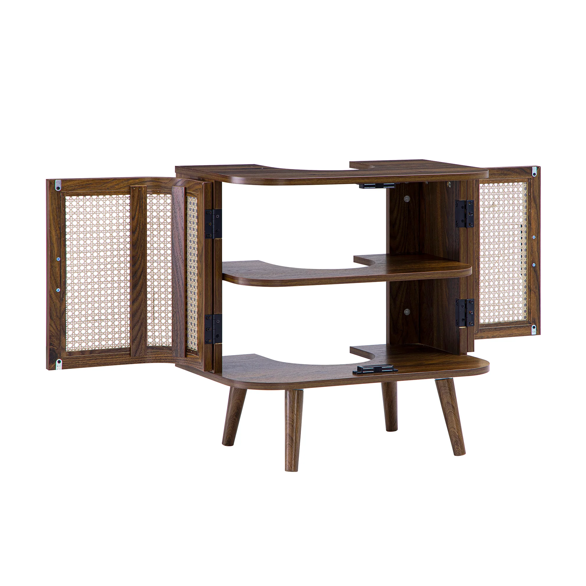 Izzy Curved Rattan Undersink Unit, Walnut - Image 11