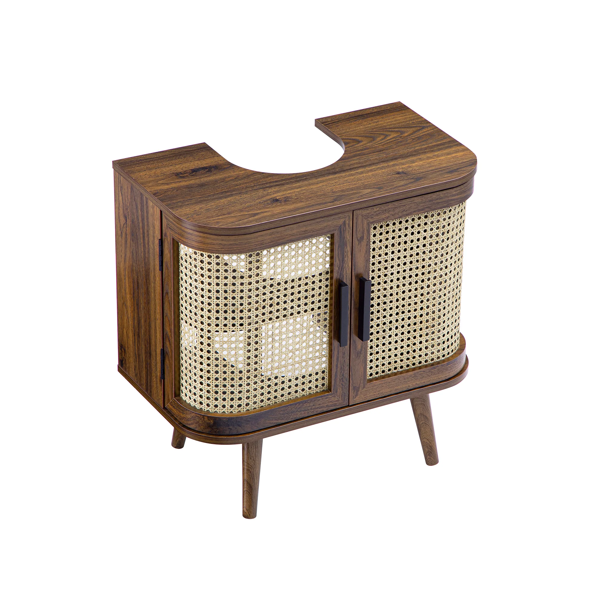 Izzy Curved Rattan Undersink Unit, Walnut - Image 12