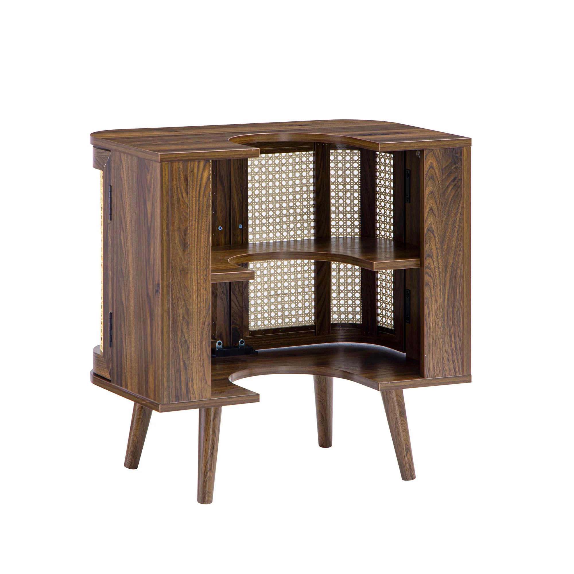 Izzy Curved Rattan Undersink Unit, Walnut - Image 14