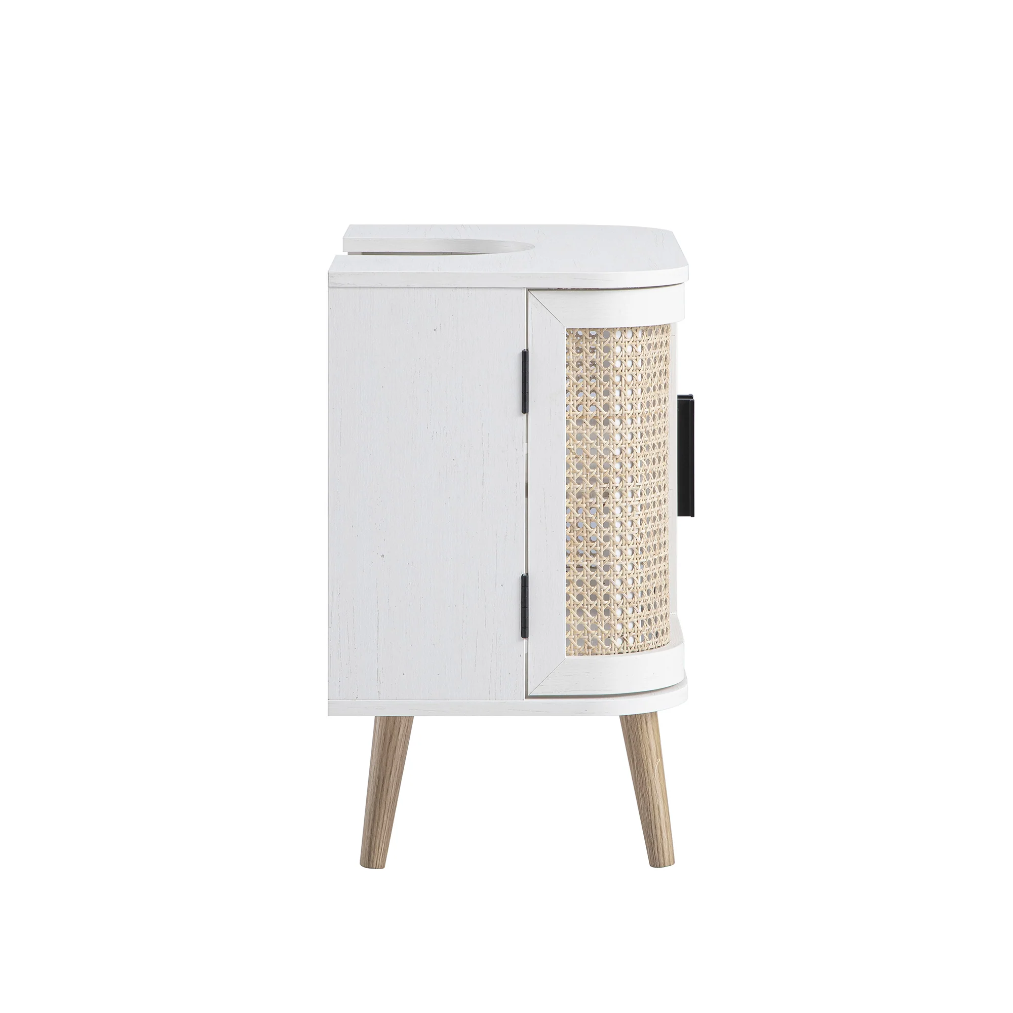 Izzy Curved Rattan Undersink Unit, White - Image 10