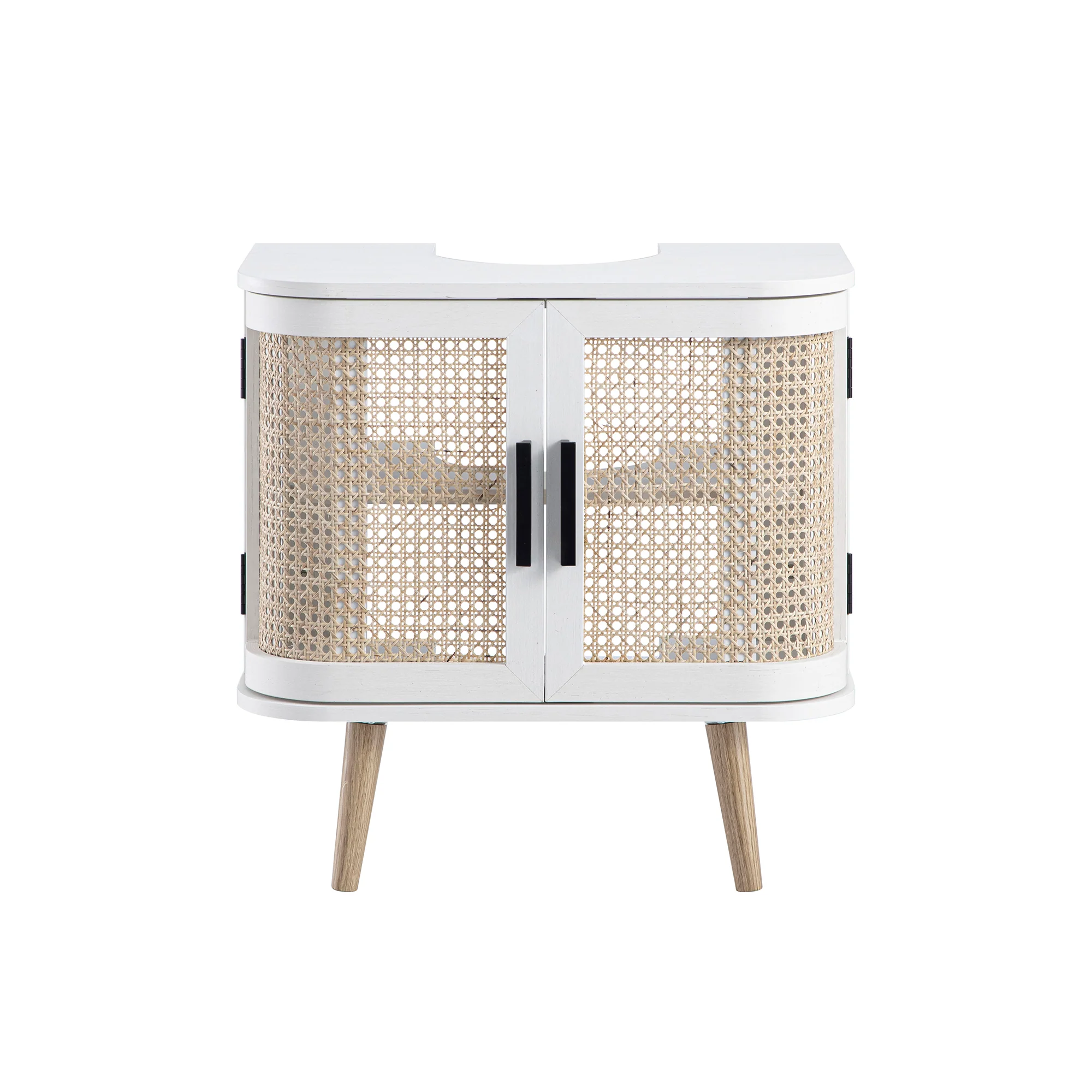 Izzy Curved Rattan Undersink Unit, White - Image 7