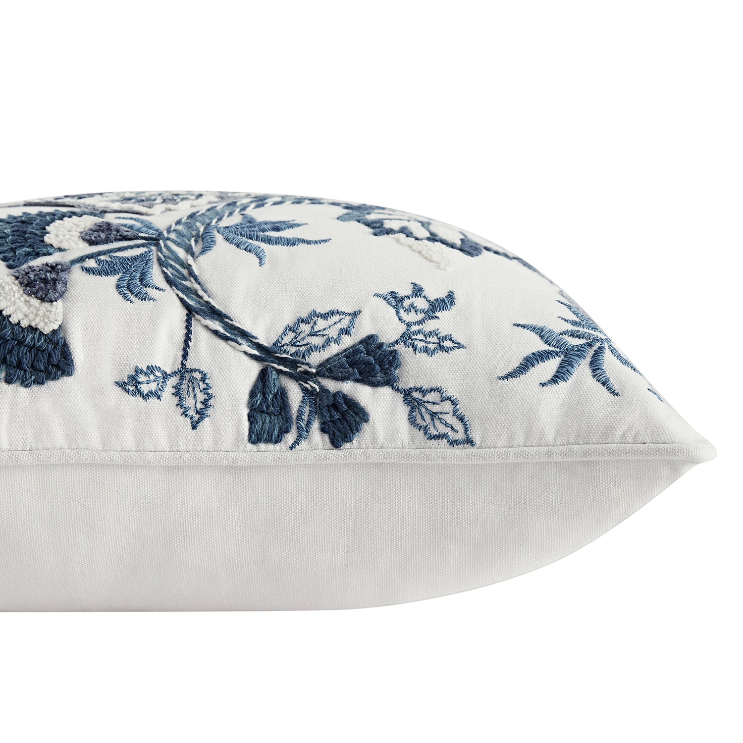 Jaipur Serenity Sky Blue Floral Embroidered Cushion - Image 3