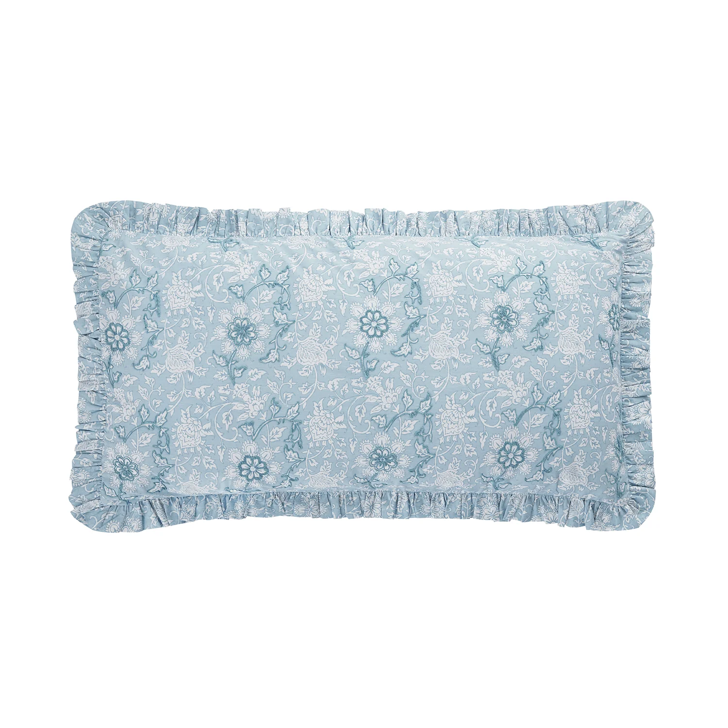 Jaipur Serenity Sky Blue Ruffle 210 Thread Count Cotton Percale Pillowcases - Pair - Image 4