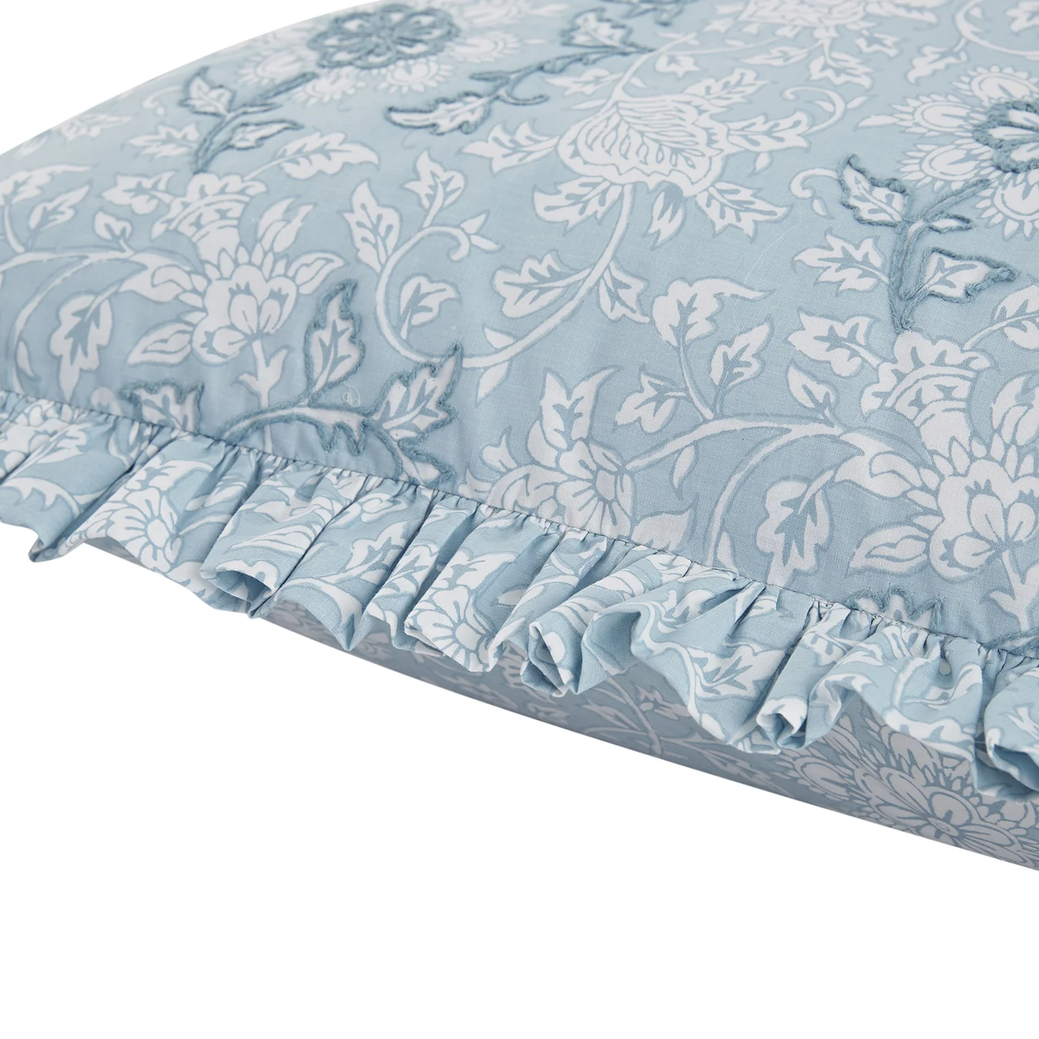 Jaipur Serenity Sky Blue Ruffle 210 Thread Count Cotton Percale Pillowcases - Pair - Image 5