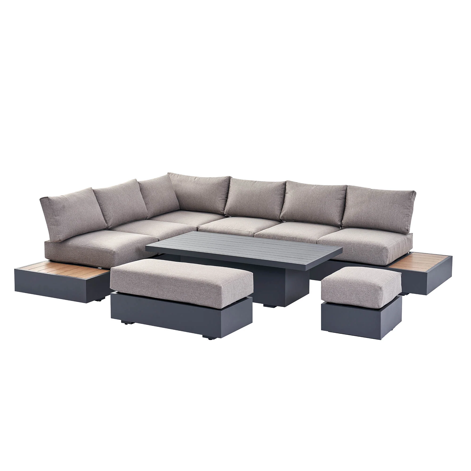 Jardin Aluminium Large Corner Casual Dining Set with Rising Table, Granite - Image 10