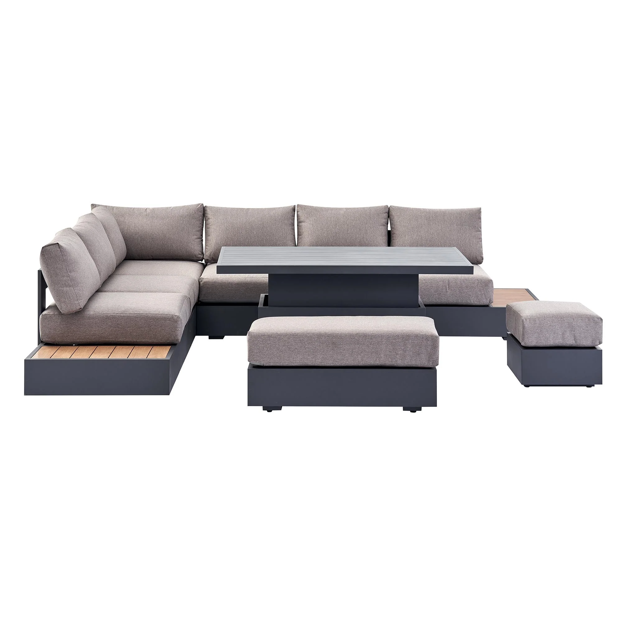 Jardin Aluminium Large Corner Casual Dining Set with Rising Table, Granite - Image 12