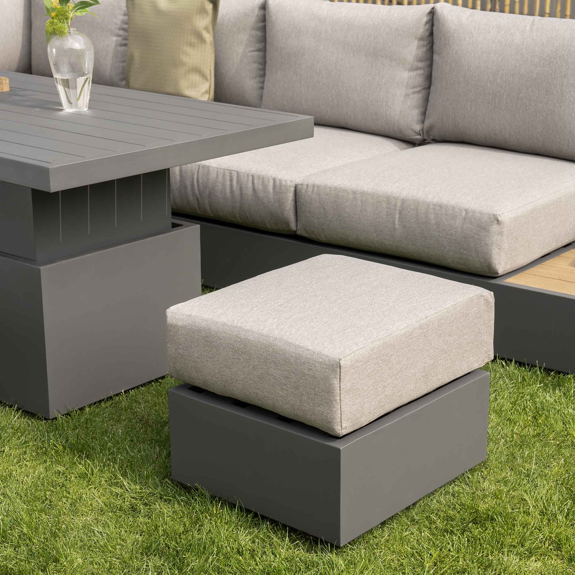 Jardin Aluminium Large Corner Casual Dining Set with Rising Table, Granite - Image 8