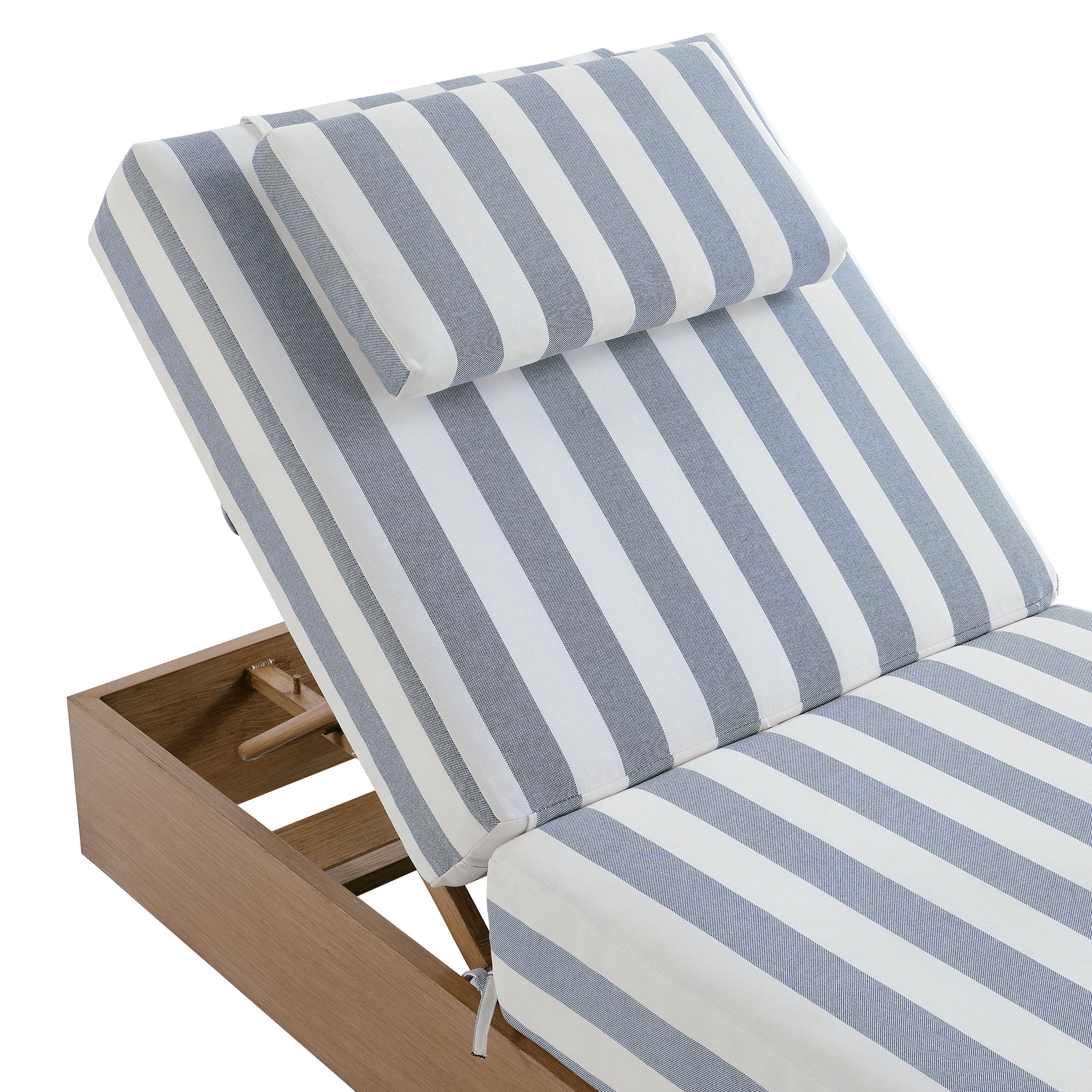 Jardin Aluminium Outdoor Sun Lounger, Natural with Blue Stripes - Image 12