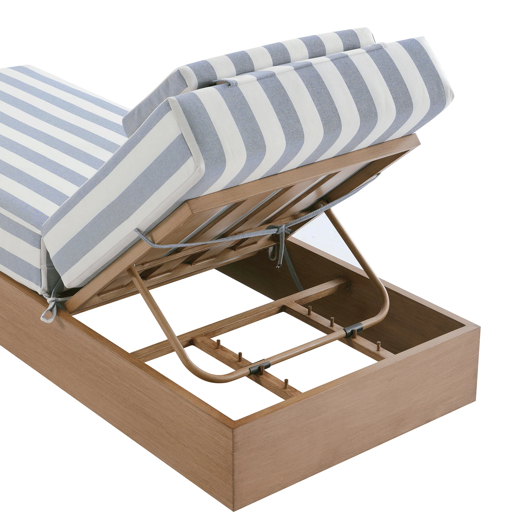 Jardin Aluminium Outdoor Sun Lounger, Natural with Blue Stripes - Image 14