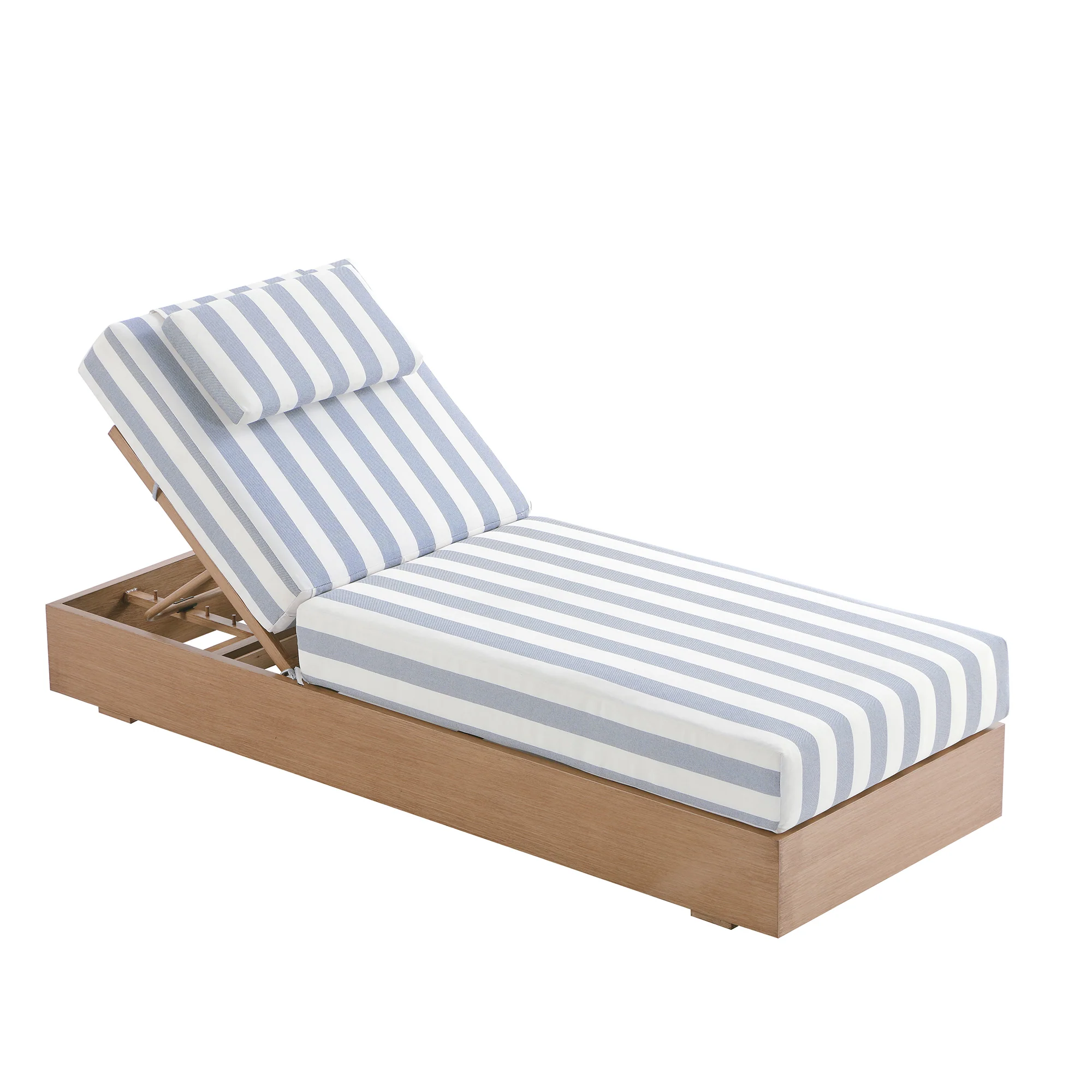 Jardin Aluminium Outdoor Sun Lounger, Natural with Blue Stripes - Image 7