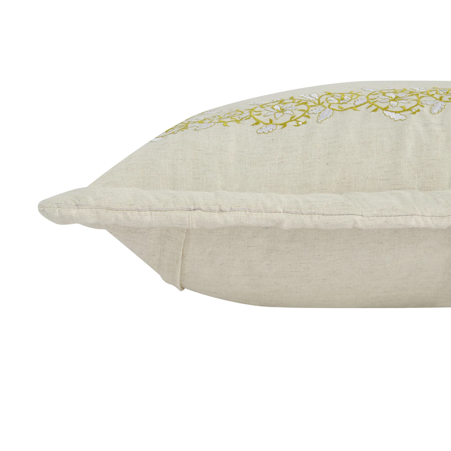 Jasmina Cream Floral Embroidered Quilted Linen Blend Continental Square Pillowcases - Pair - Image 3