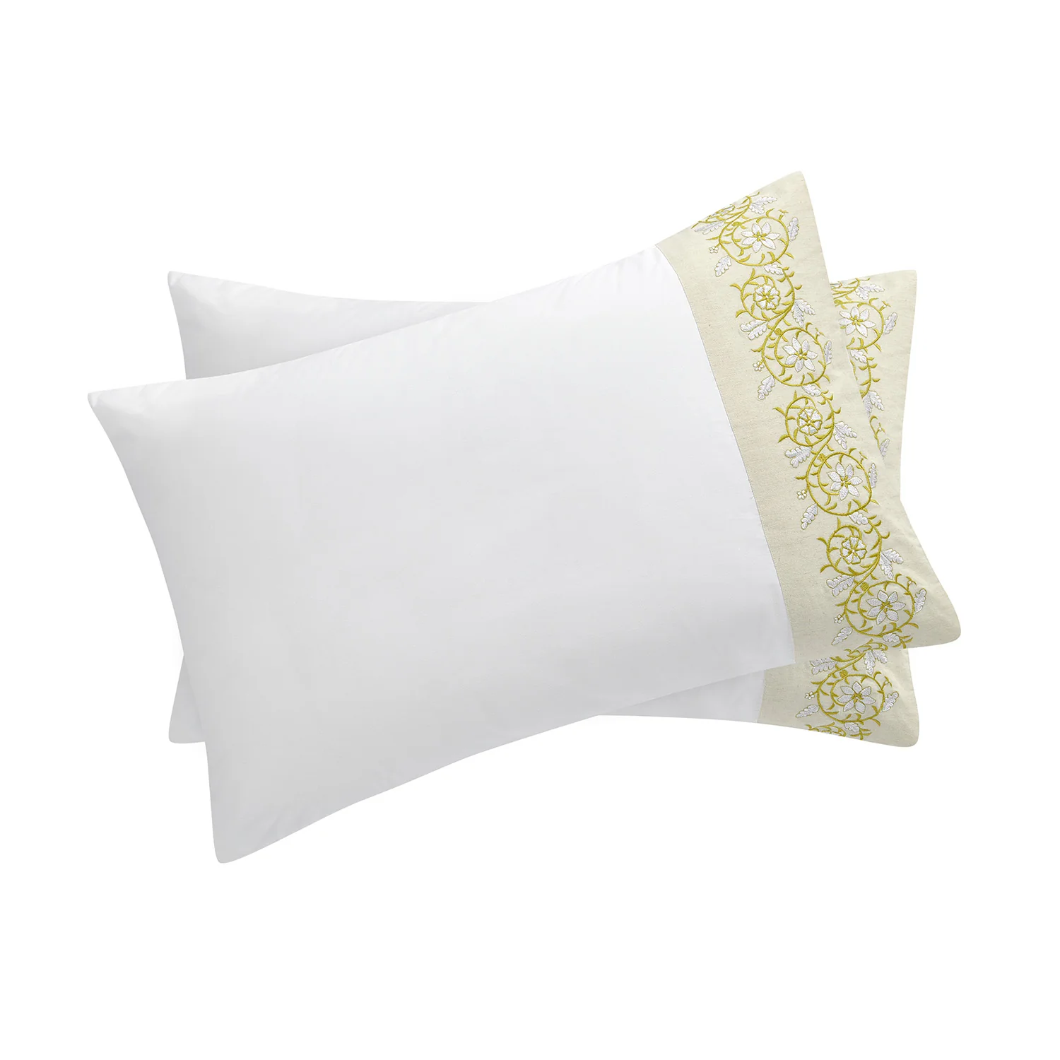 Jasmina White Floral Embroidered 300 Thread Count Cotton Percale Duvet Set - Image 3