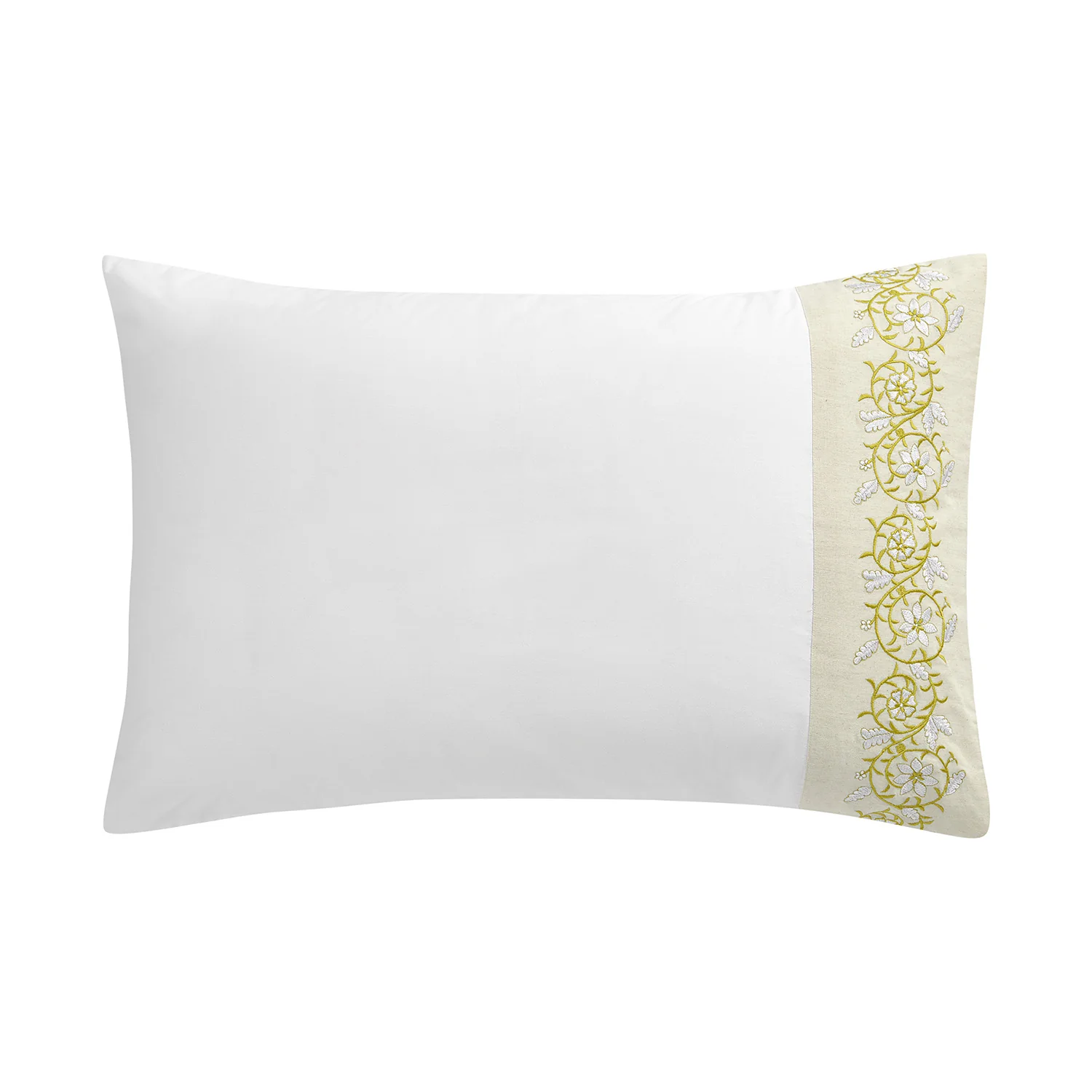 Jasmina White Floral Embroidered 300 Thread Count Cotton Percale Regular Pillowcases - Pair - Image 2