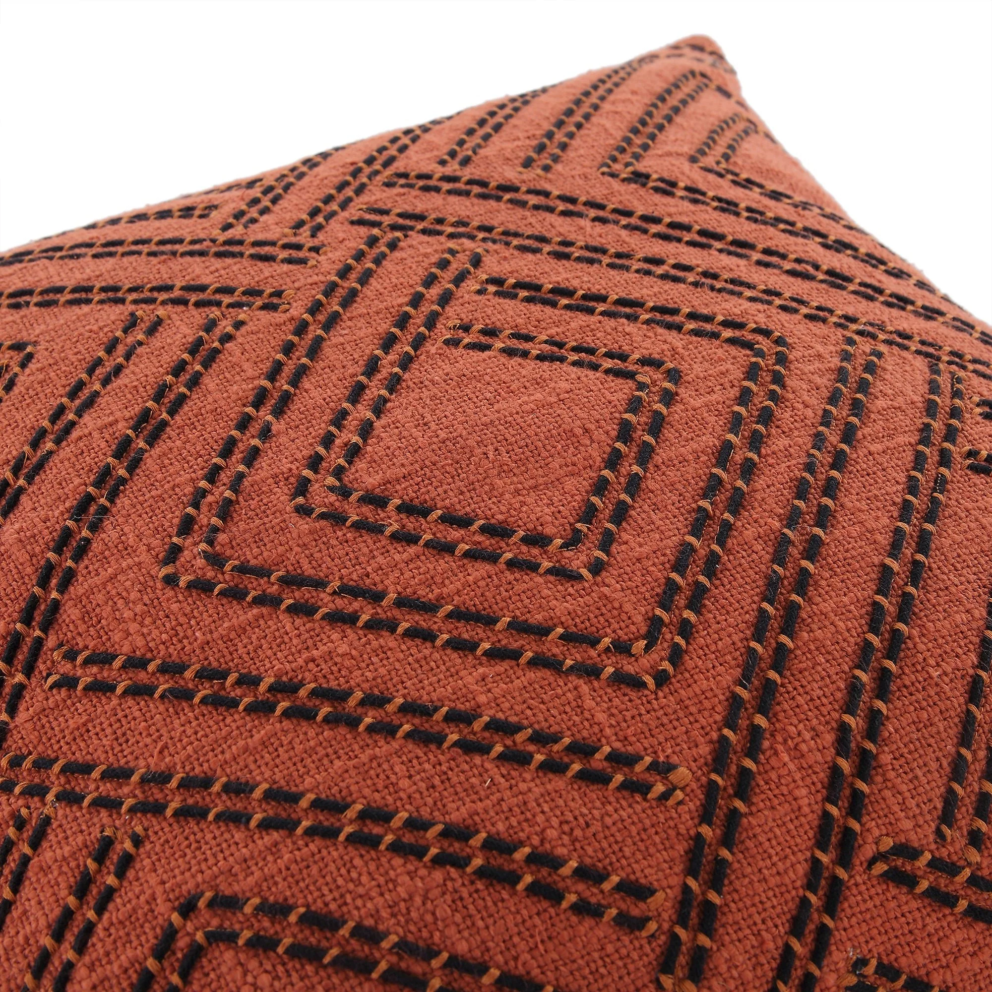 Javari Burnt Terracotta Cord Stitched Cushion - Image 3