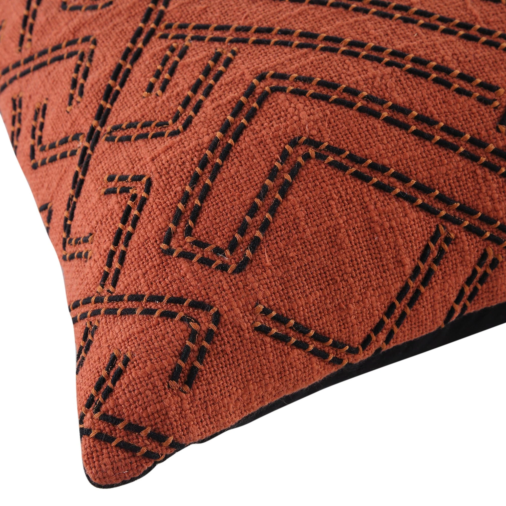 Javari Burnt Terracotta Cord Stitched Cushion - Image 4